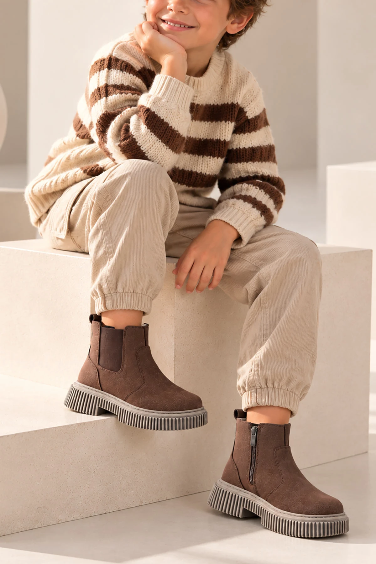 Kahverengi Süet ( 31 - 36 ) Fermuarlı Erkek Çocuk Bot 497959
