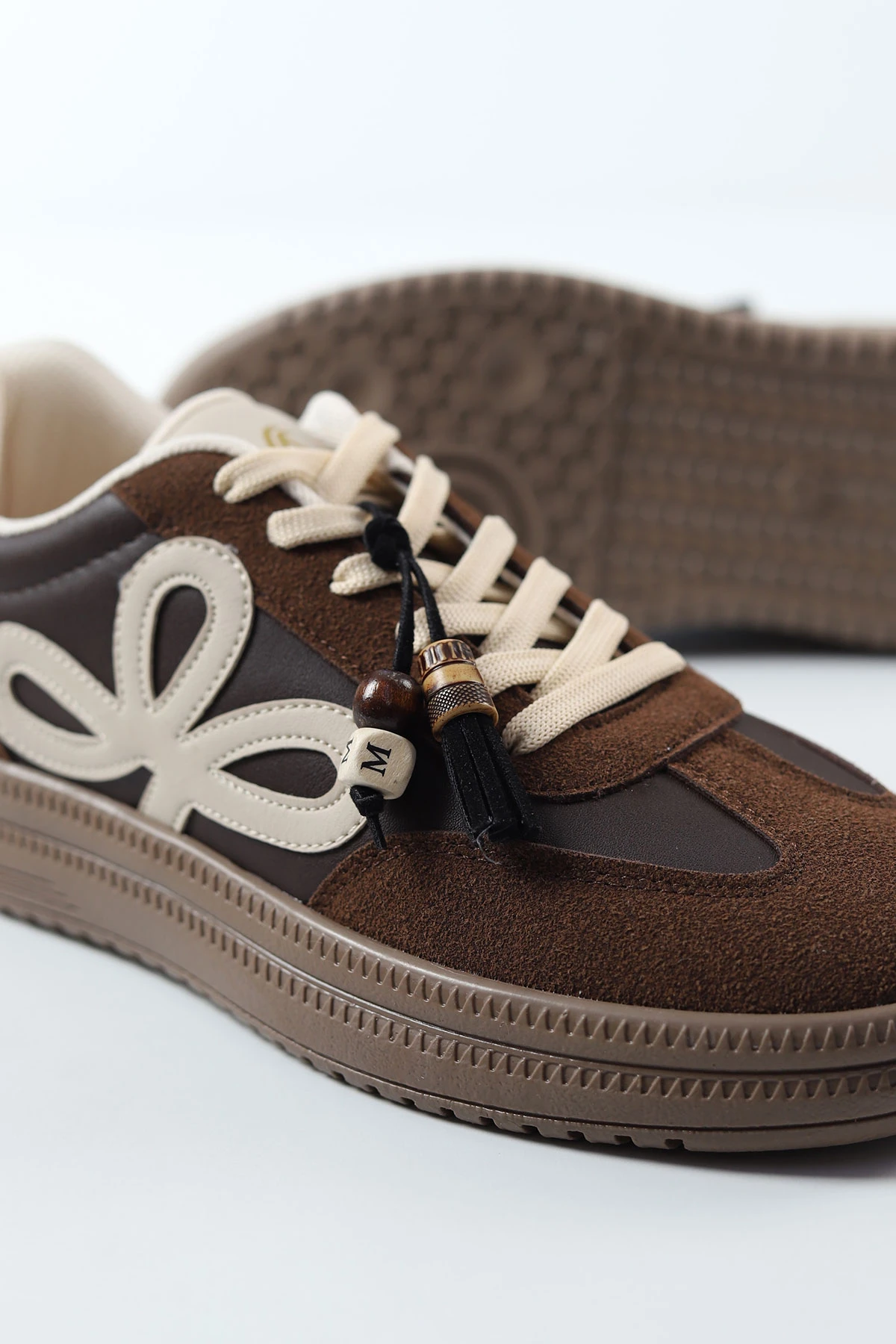 Kahverengi Süet Bağcıklı Kadın Spor Ayakkabı 490394
