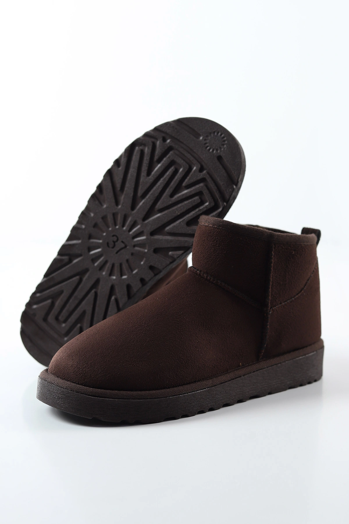 Kahverengi Süet İnce Taban İçi Tüylü Kadın Bot 490065