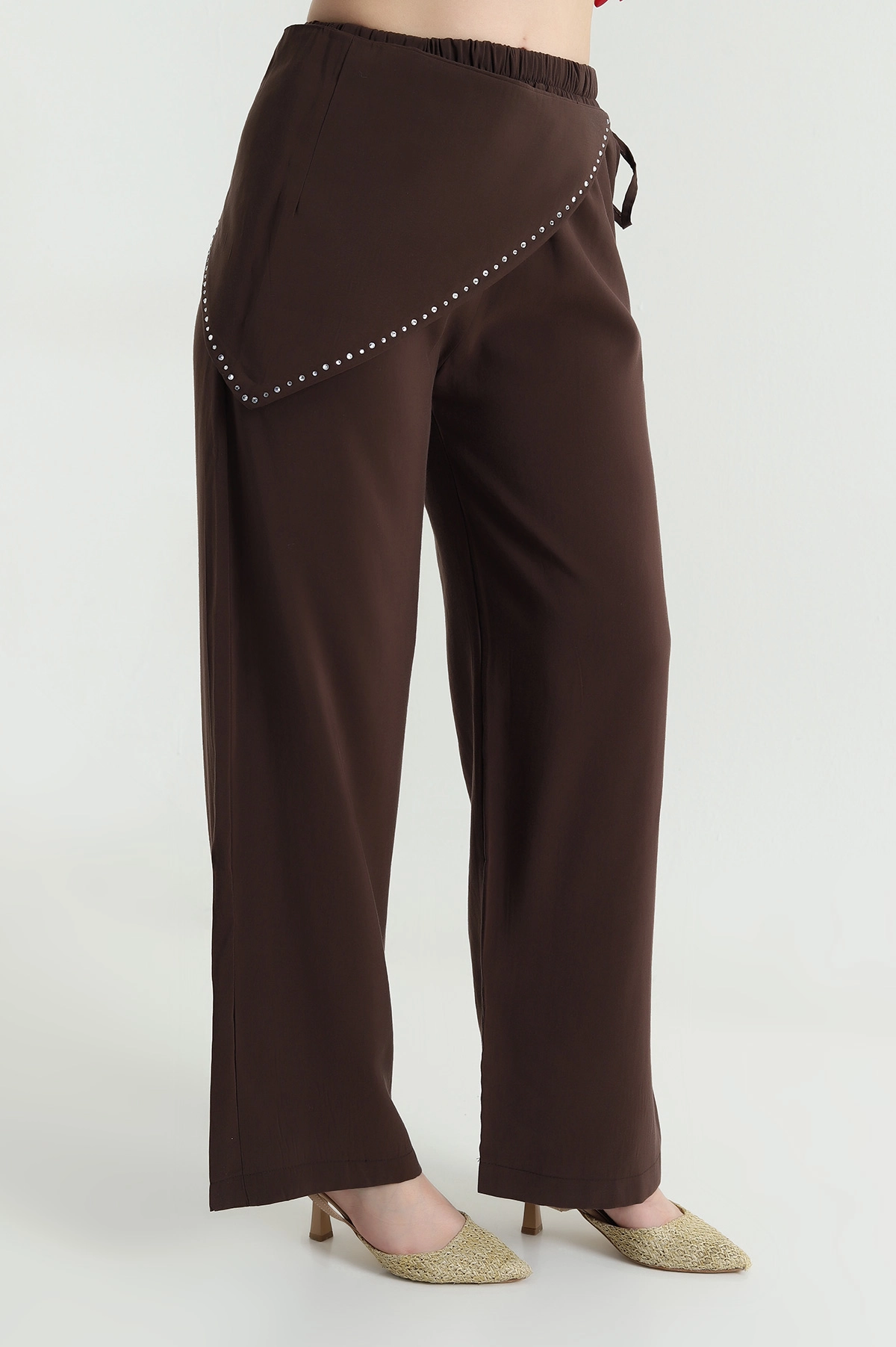 Kahverengi Suwet Modal Kumaş Kadın Pantolon 467096