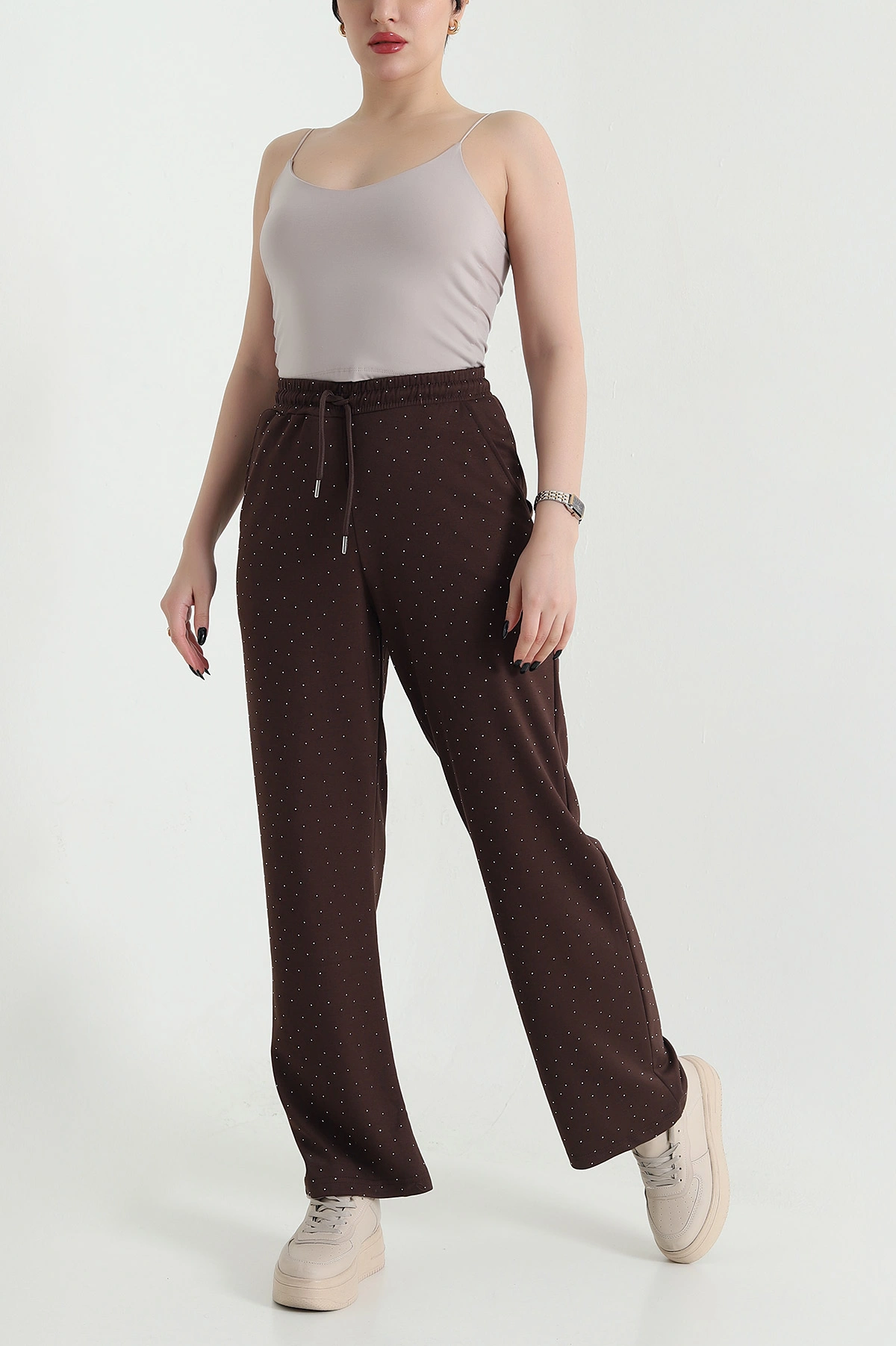 Kahverengi Taşlı Modal Kadın Pantolon 450846