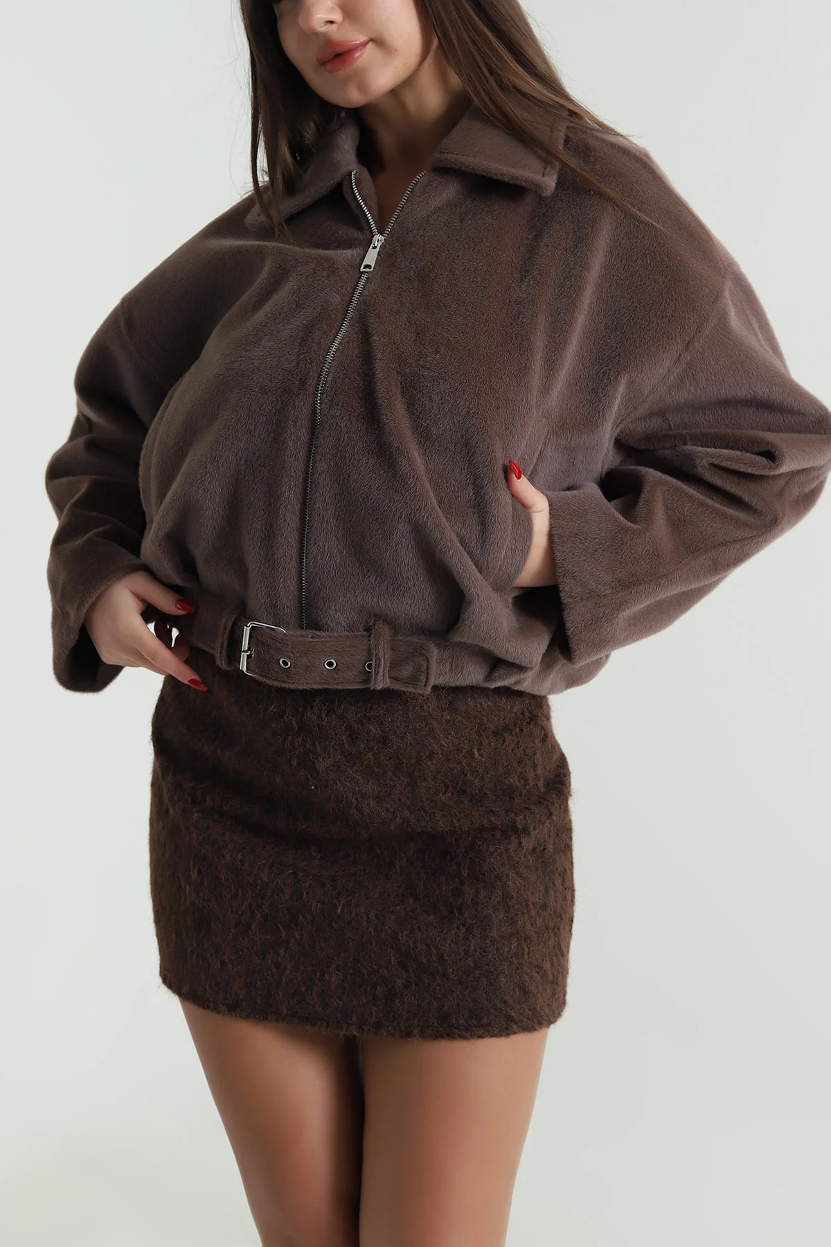 Kahverengi Tokalı Kadın Fox Bomber Mont 493513