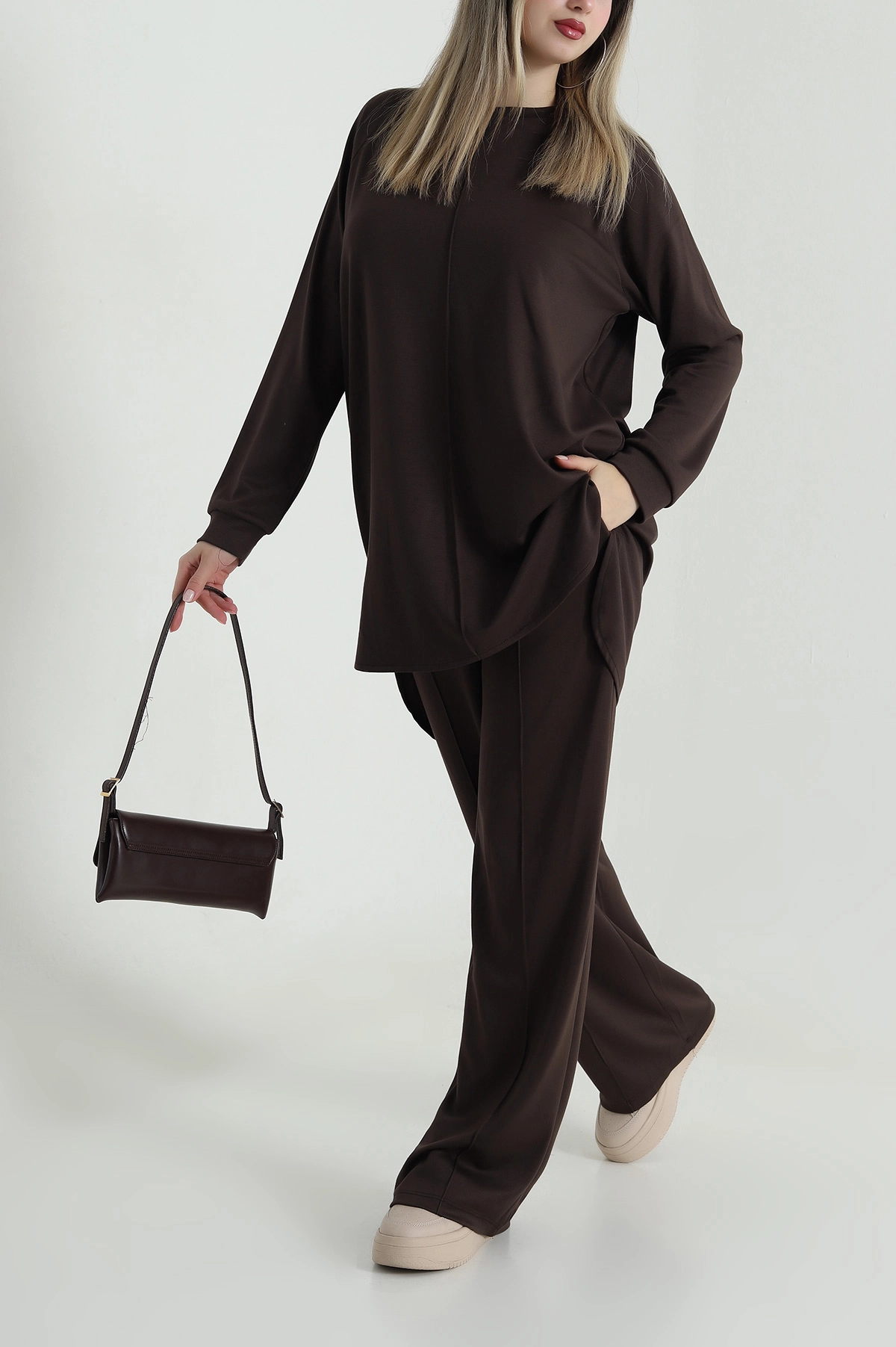 Kahverengi Tunik Pantolon Oysho Kadın İkili Takım 487336