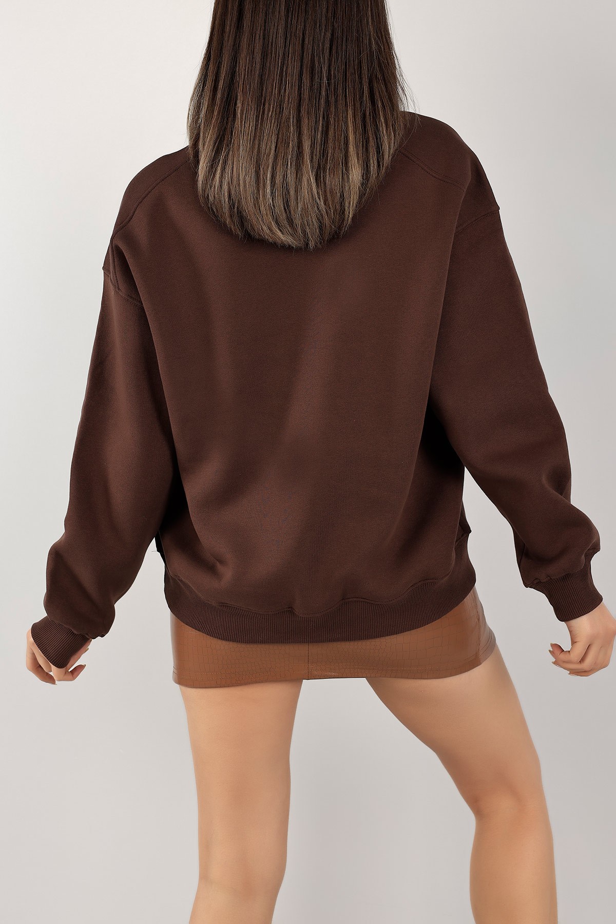 Kahverengi Üç İplik Şardonlu Sweat 141588