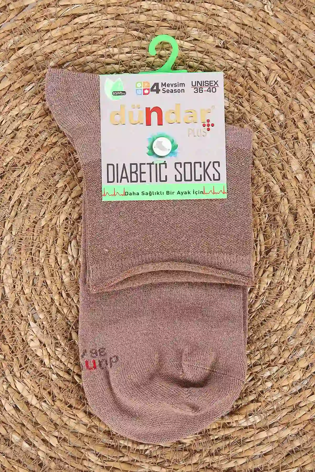 Kahverengi Unisex Dört Mevsim Diyabetik Bambu Konç Çorap (36-40) 477036