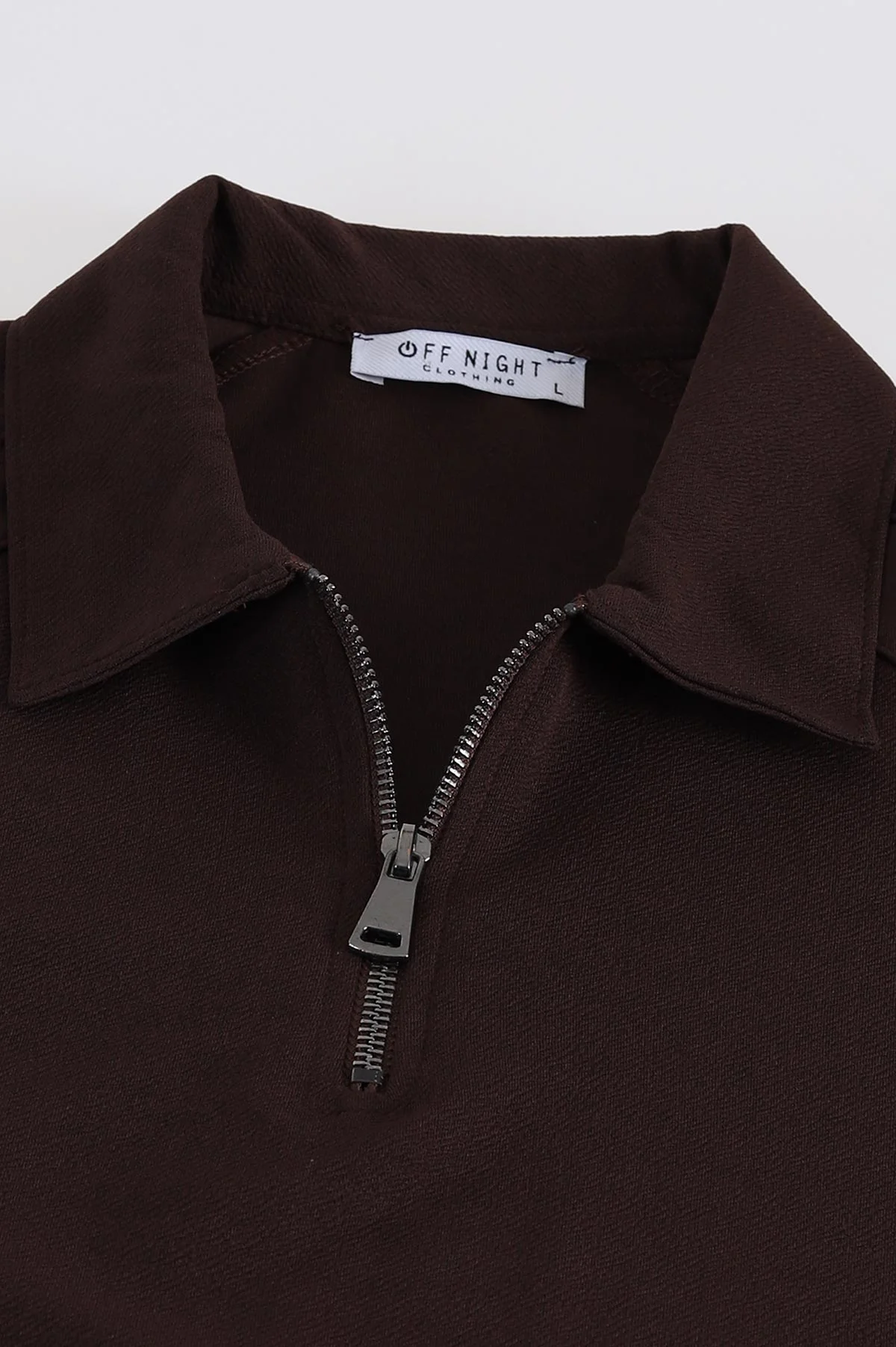 Kahverengi Yarım Fermuarlı Polo Yaka Erkek Sweatshirt 397125