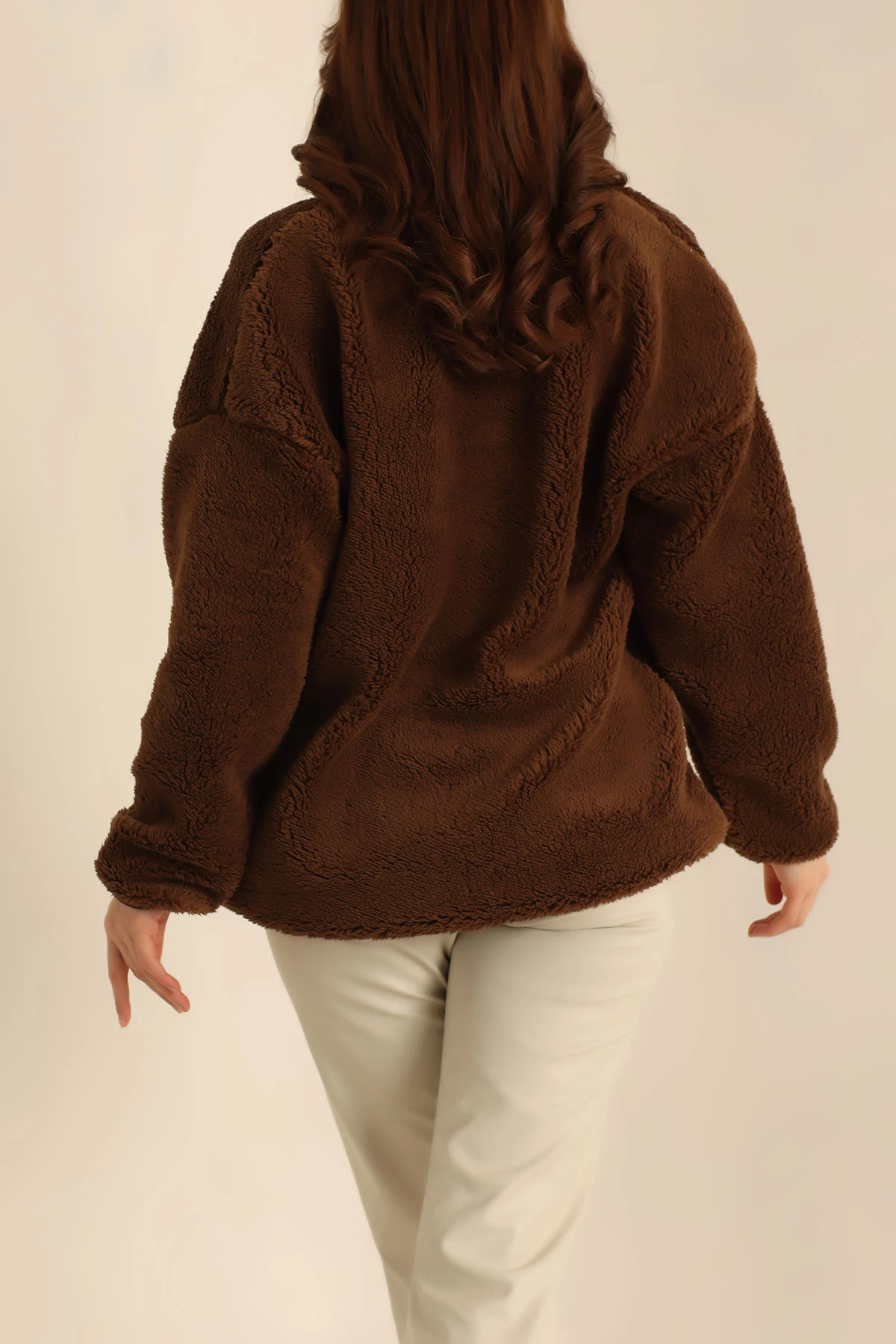 Kahverengi Yarım Fermuarlı Wellsoft Yumoş Sweat 226073