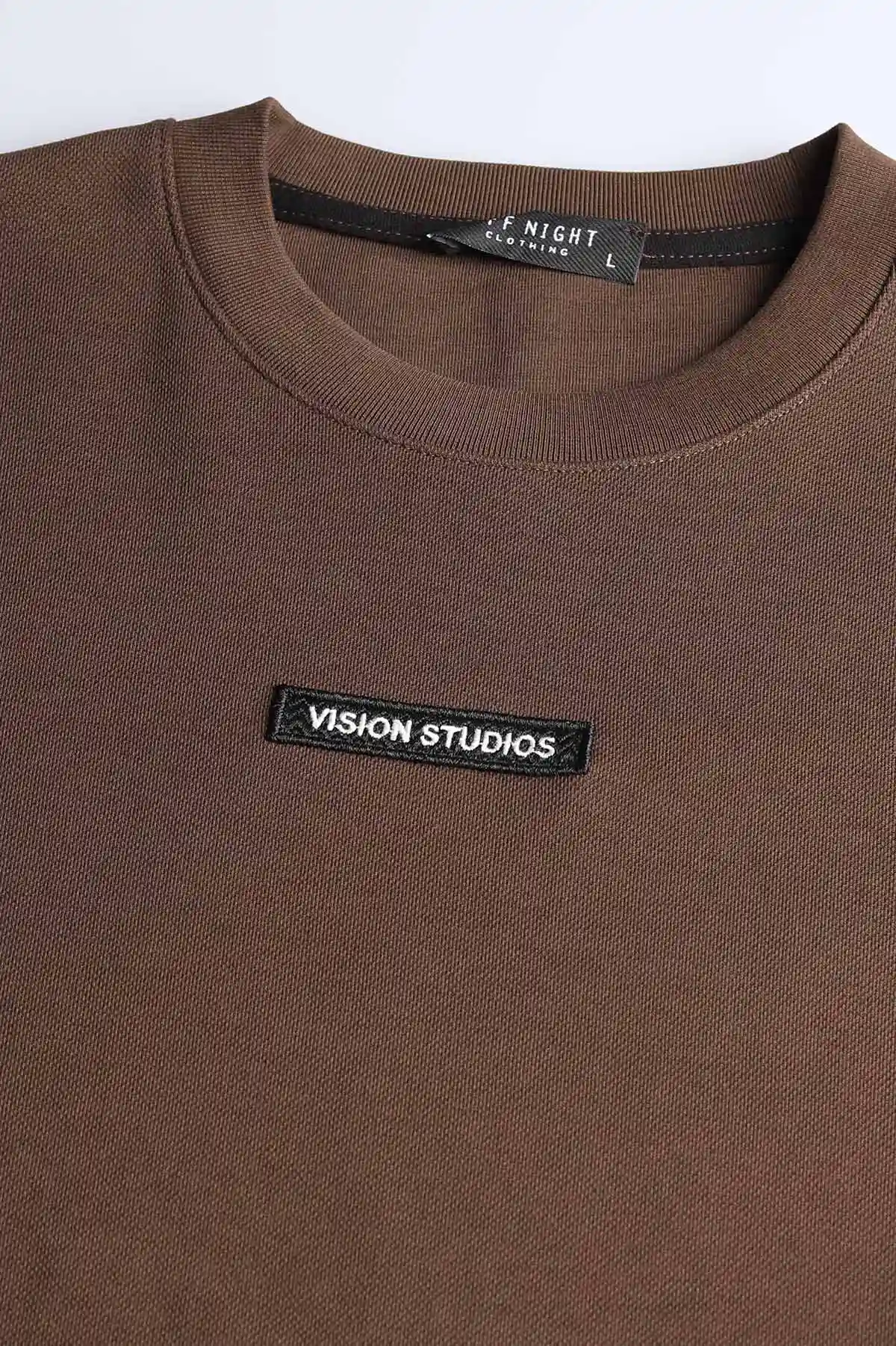 Kahverengi Yazı Detaylı Bisiklet Yaka Erkek Sweatshirt 396910
