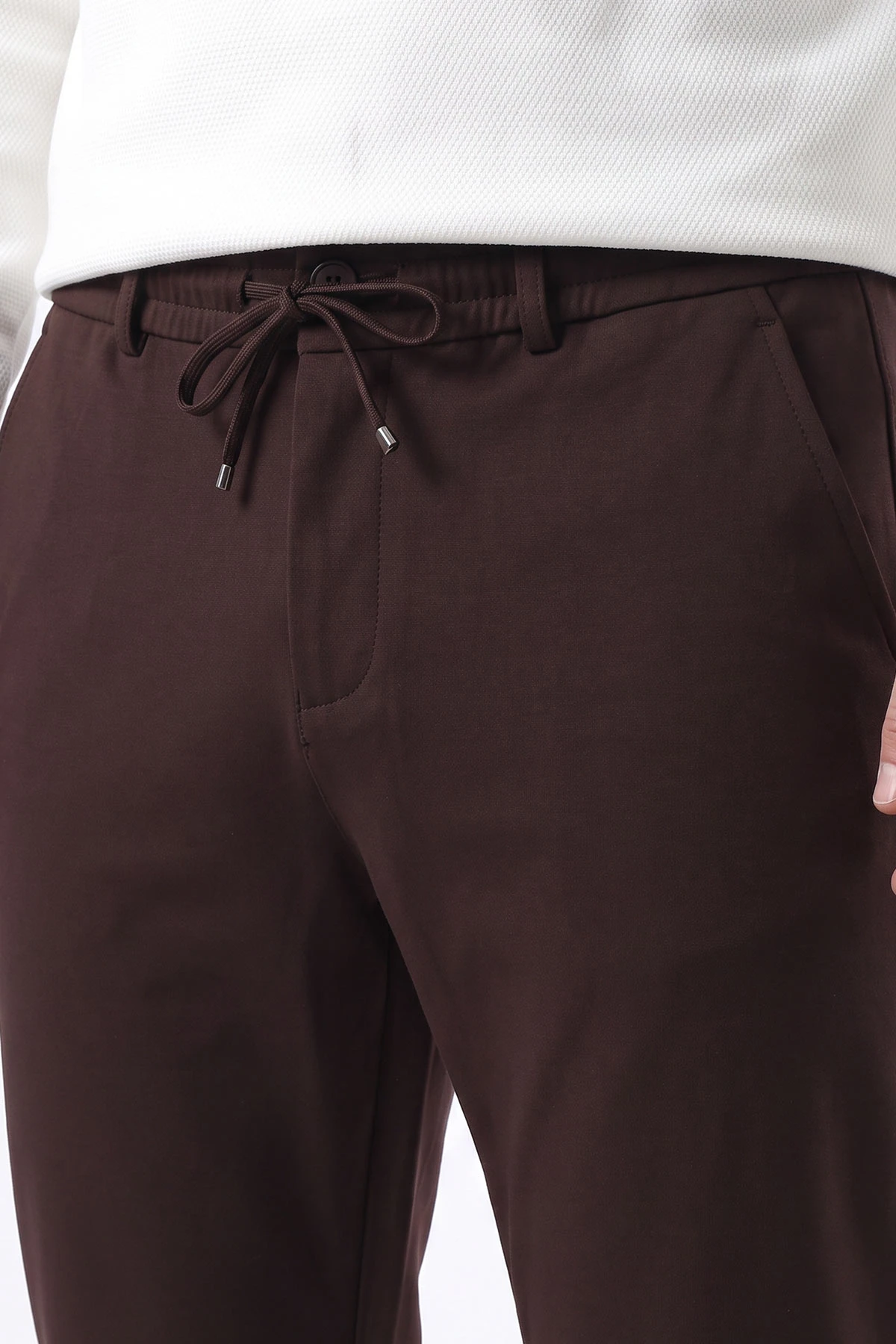 Kahverengi Regular Fit Belden Bağlamalı Erkek Pantolon 493156