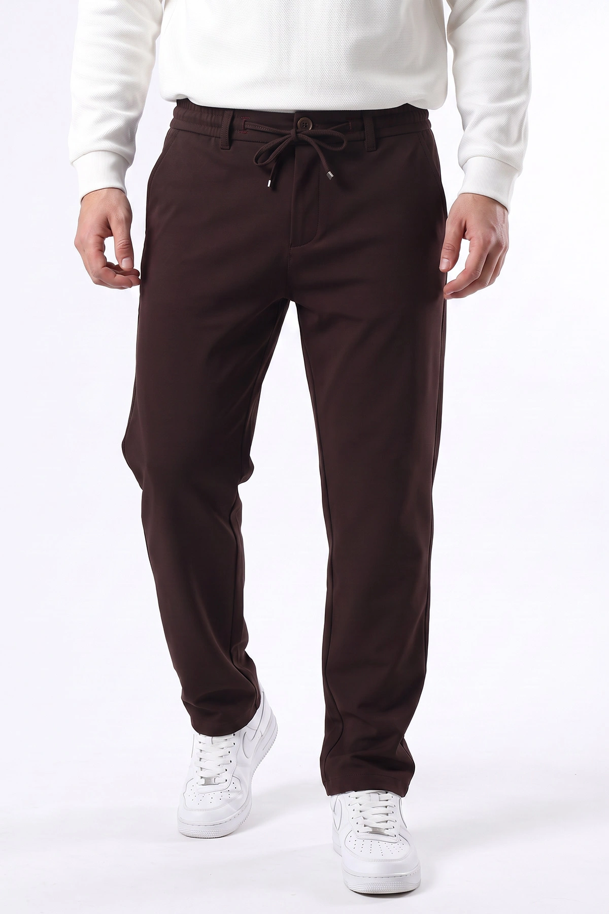 Kahverengi Regular Fit Belden Bağlamalı Erkek Pantolon 493156