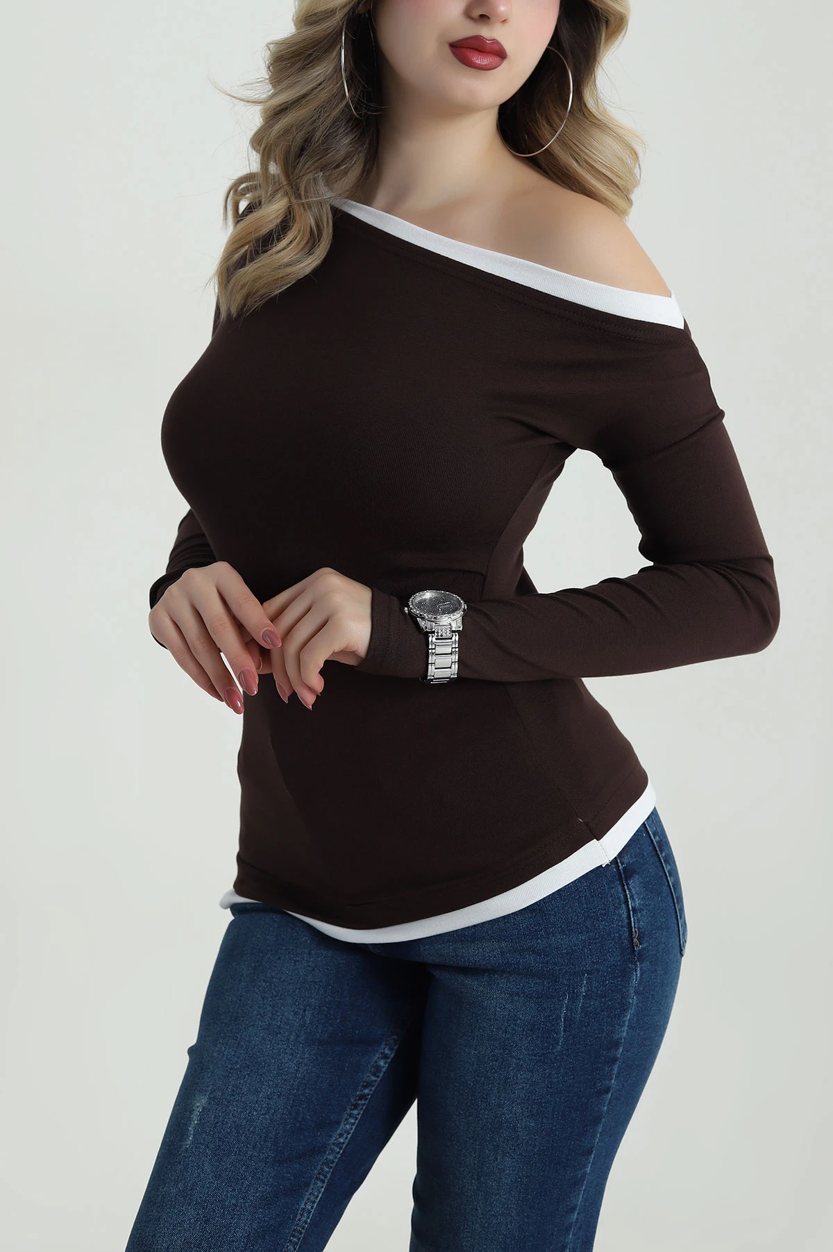 Kahverengi Yeni Sezon Kadın Body Bluz 486387