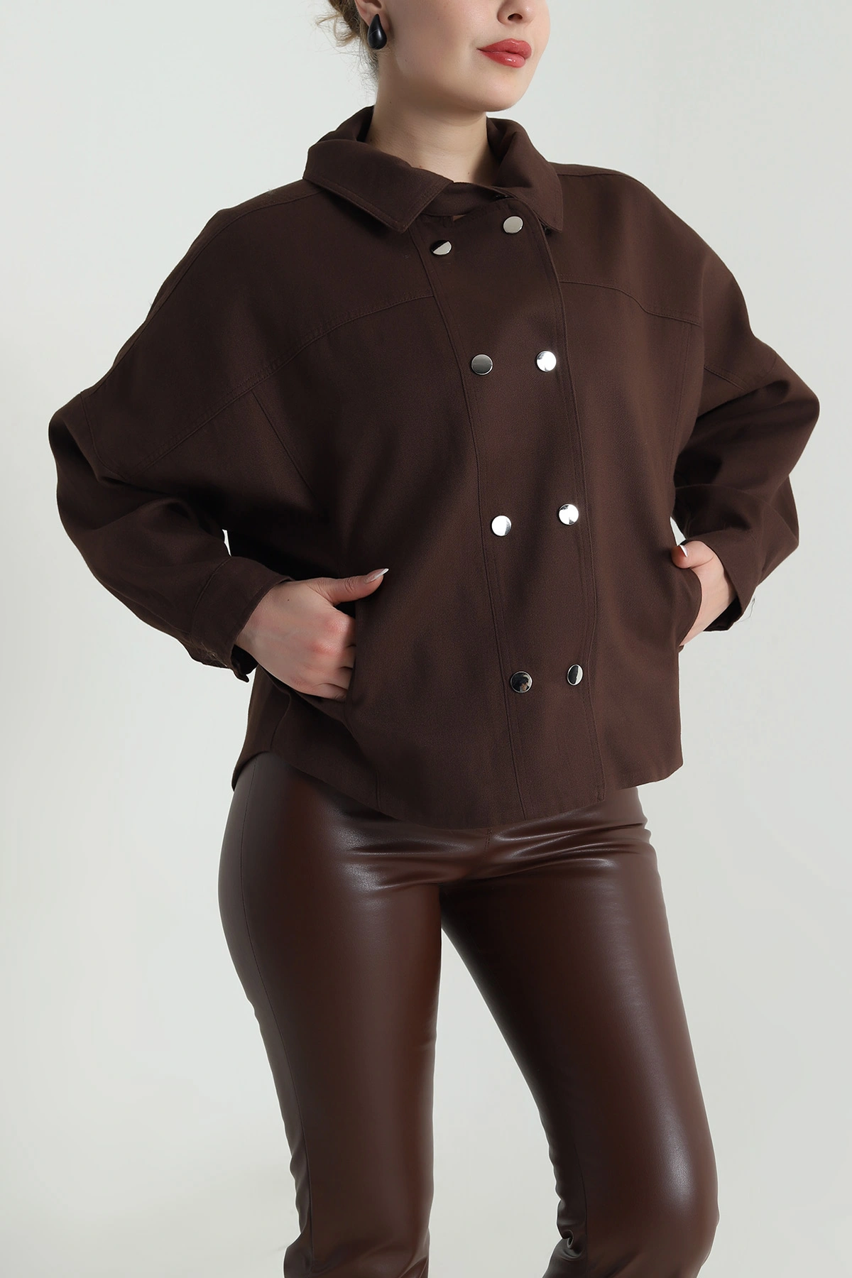 Kahverengi Yeni Sezon Kadın Gabardin Ceket 492978