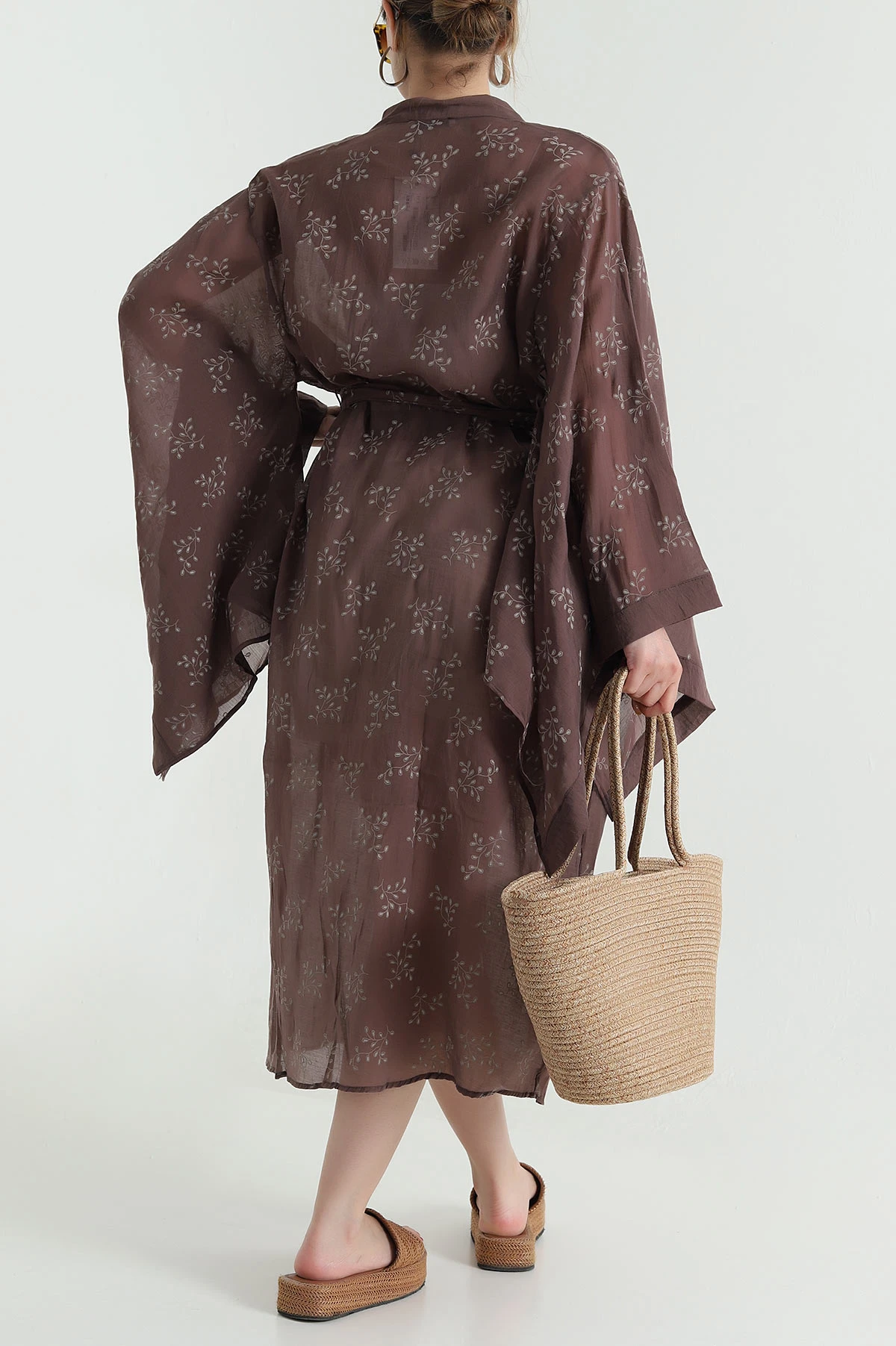 Kahverengi Yeni Sezon Tensel Kadın Kimono 477844