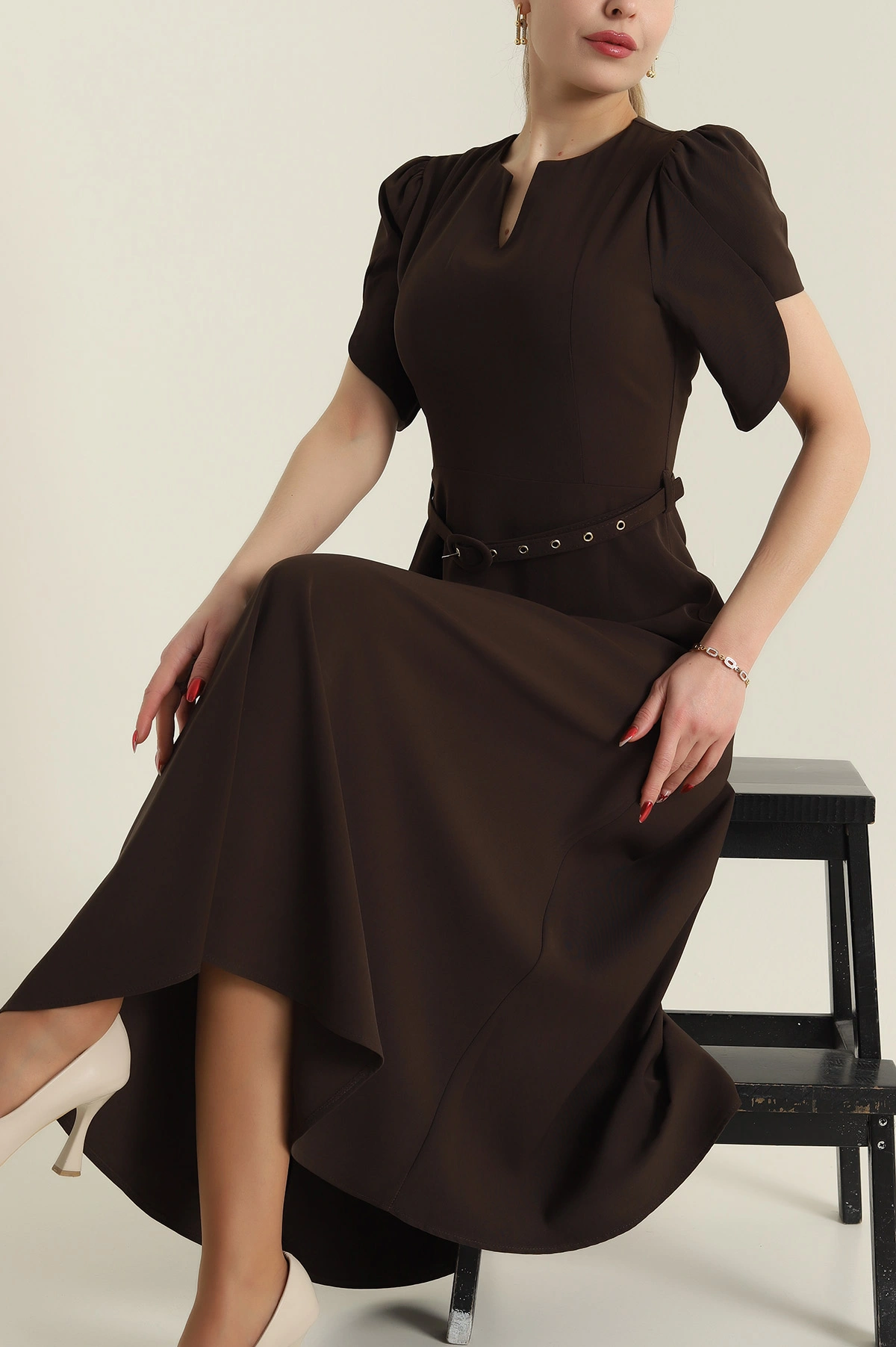 Kahverengi Yeni Sezon Twill Kadın Elbise 425144