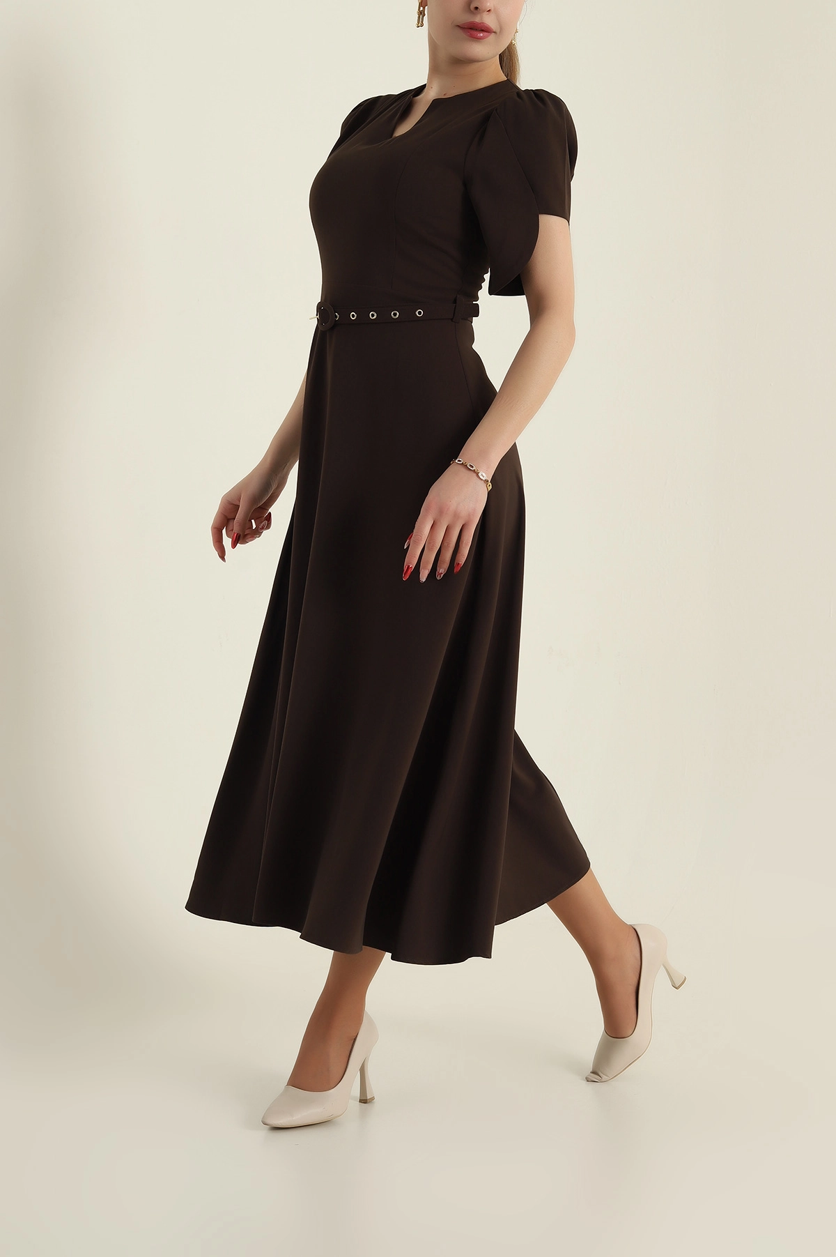 Kahverengi Yeni Sezon Twill Kadın Elbise 425144