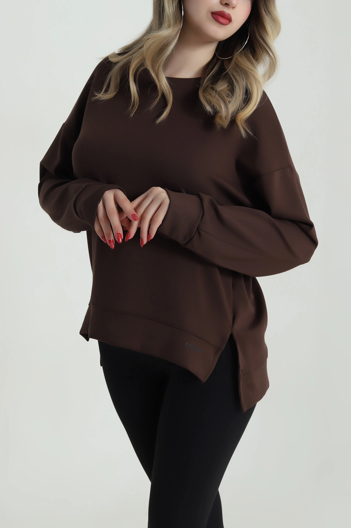 Kahverengi Yırtmaçlı Oysho Kadın Sweat 486333
