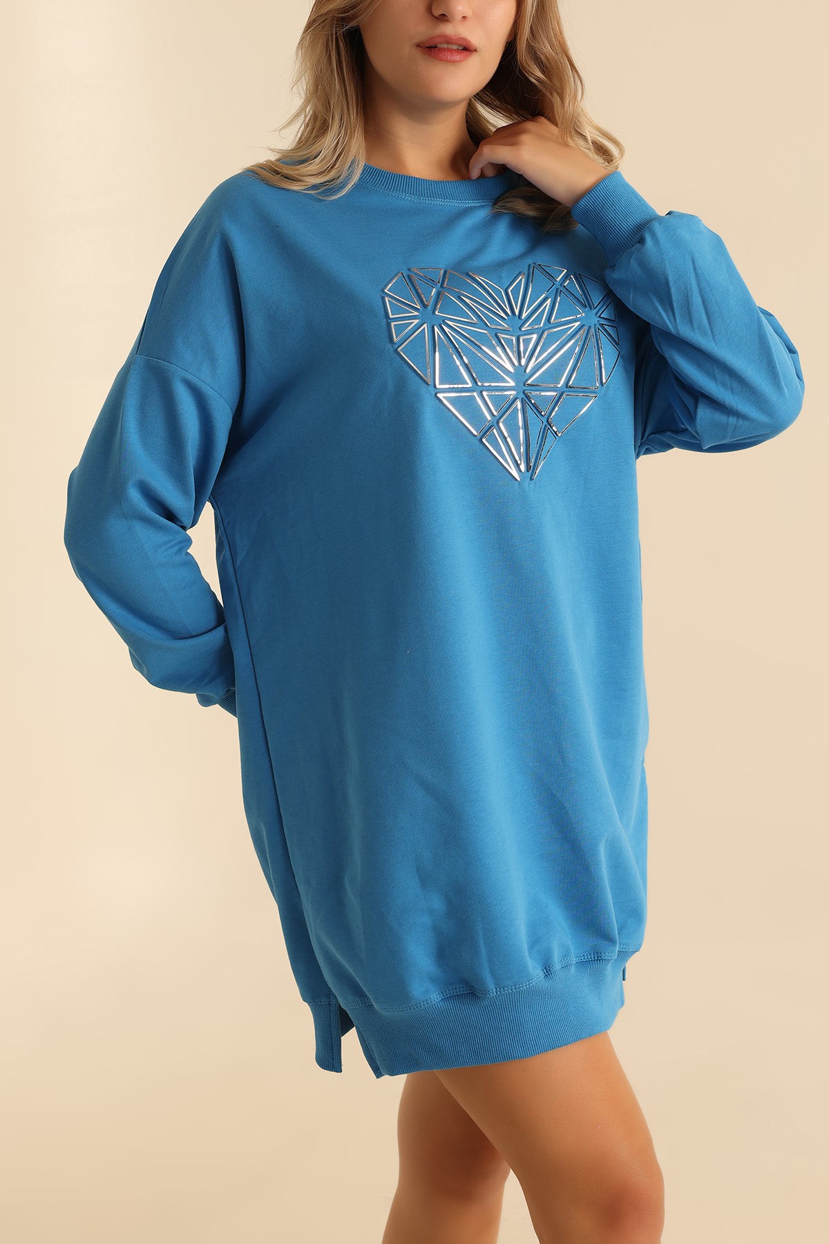 Kalp Gofre Baskılı Sweat 214406