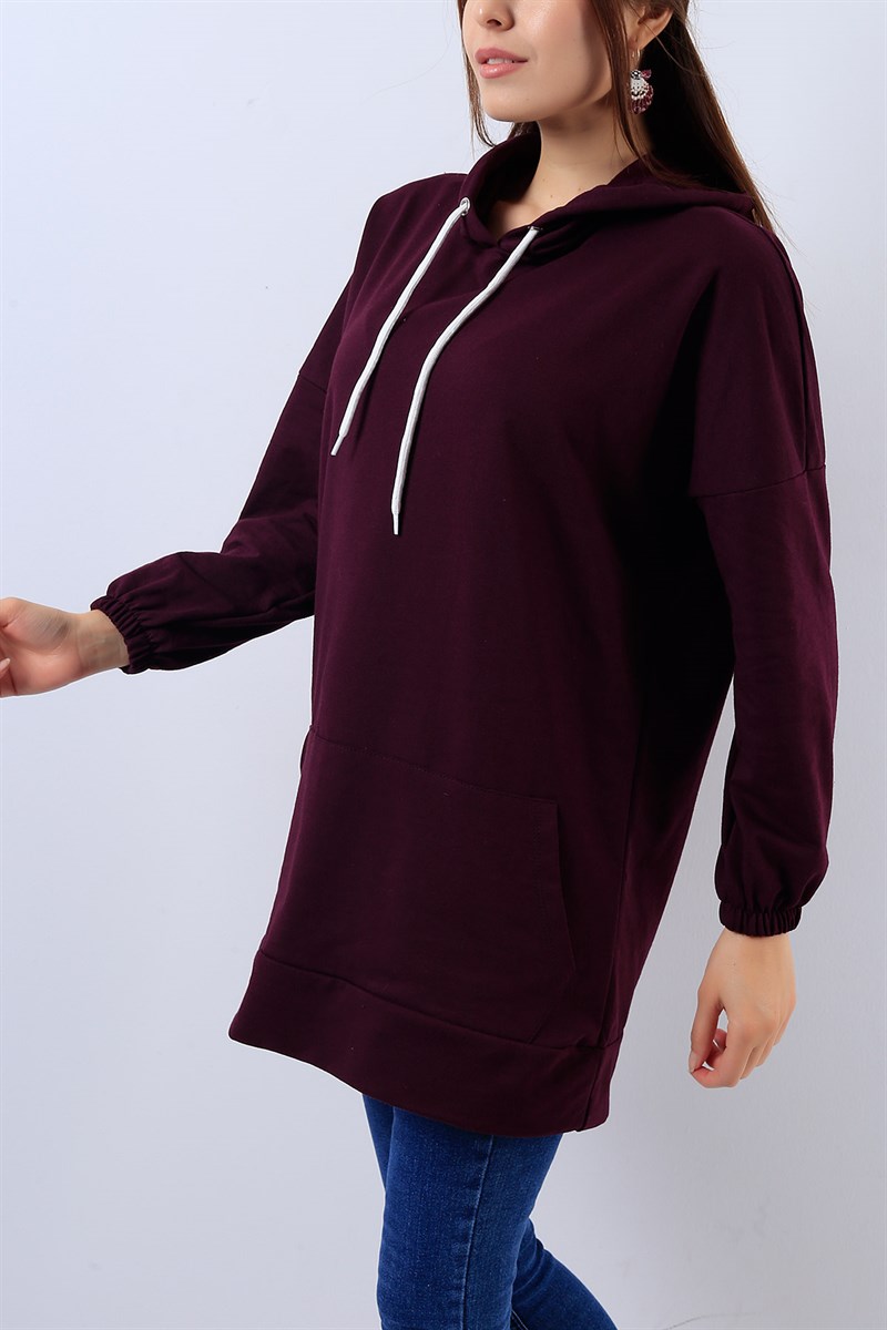 Kapüşonlu Bordo Sweat 18095B