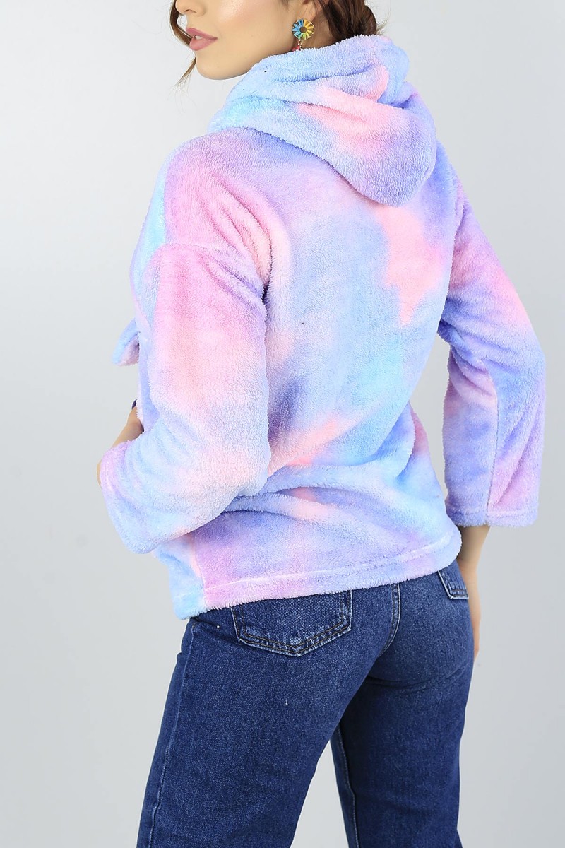 Kapüşonlu Cepli Bayan Yumoş Sweat 47133
