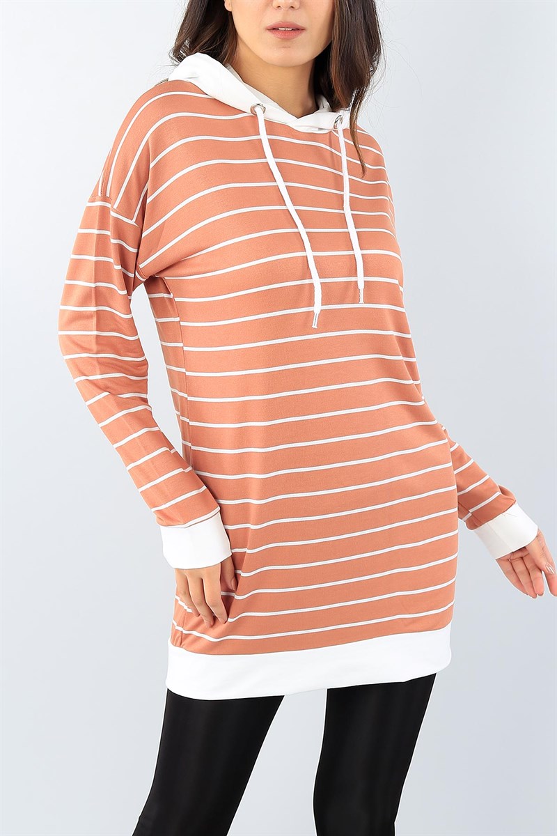 Kapüşonlu Çizgili Tunik 39522
