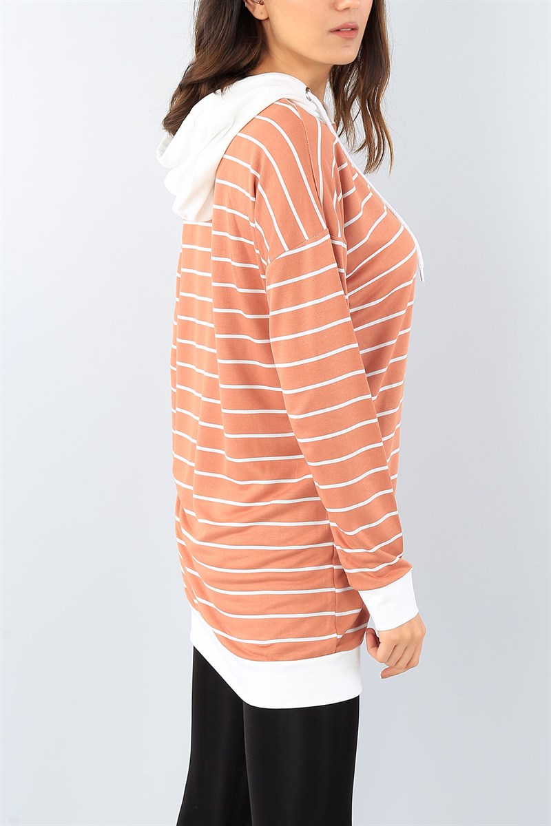 Kapüşonlu Çizgili Tunik 39522