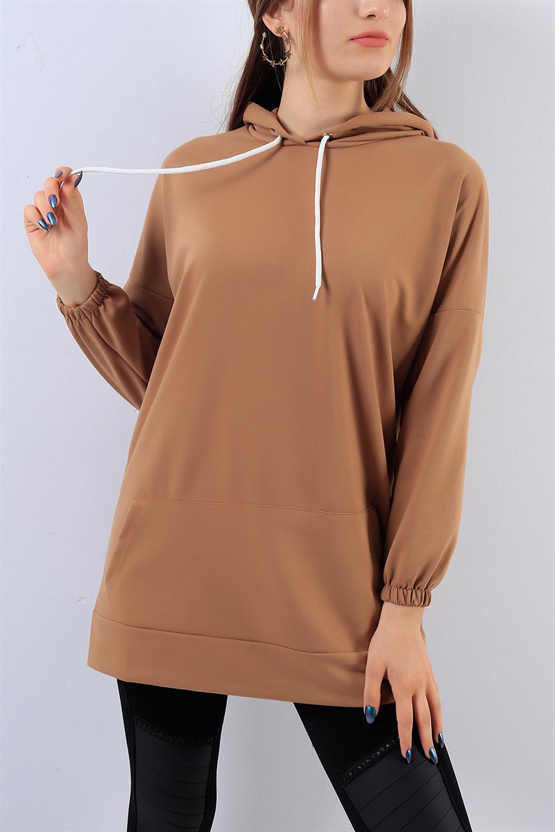 Kapüşonlu Taba Sweat 18093B