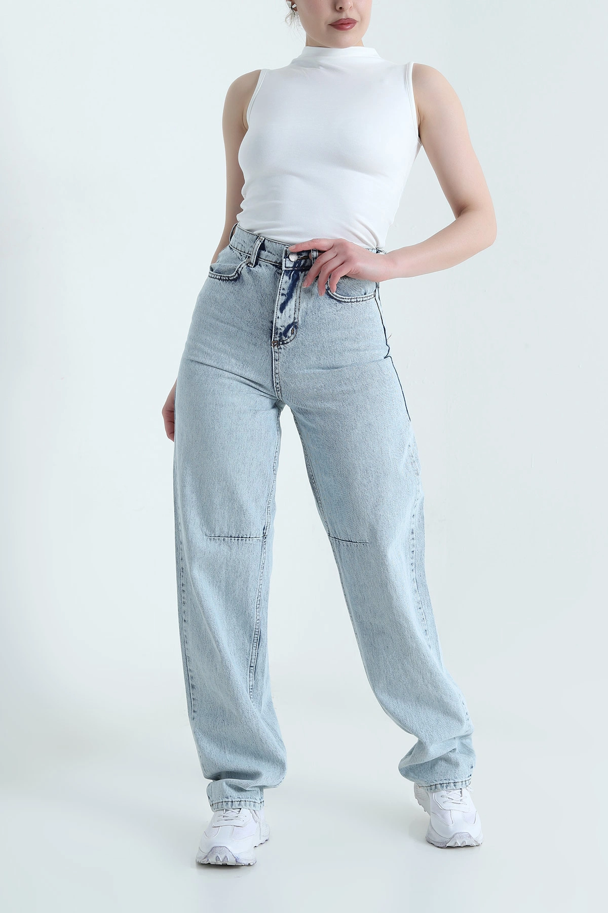 Kar Yıkama Baggy Kadın Kot Pantolon 453288