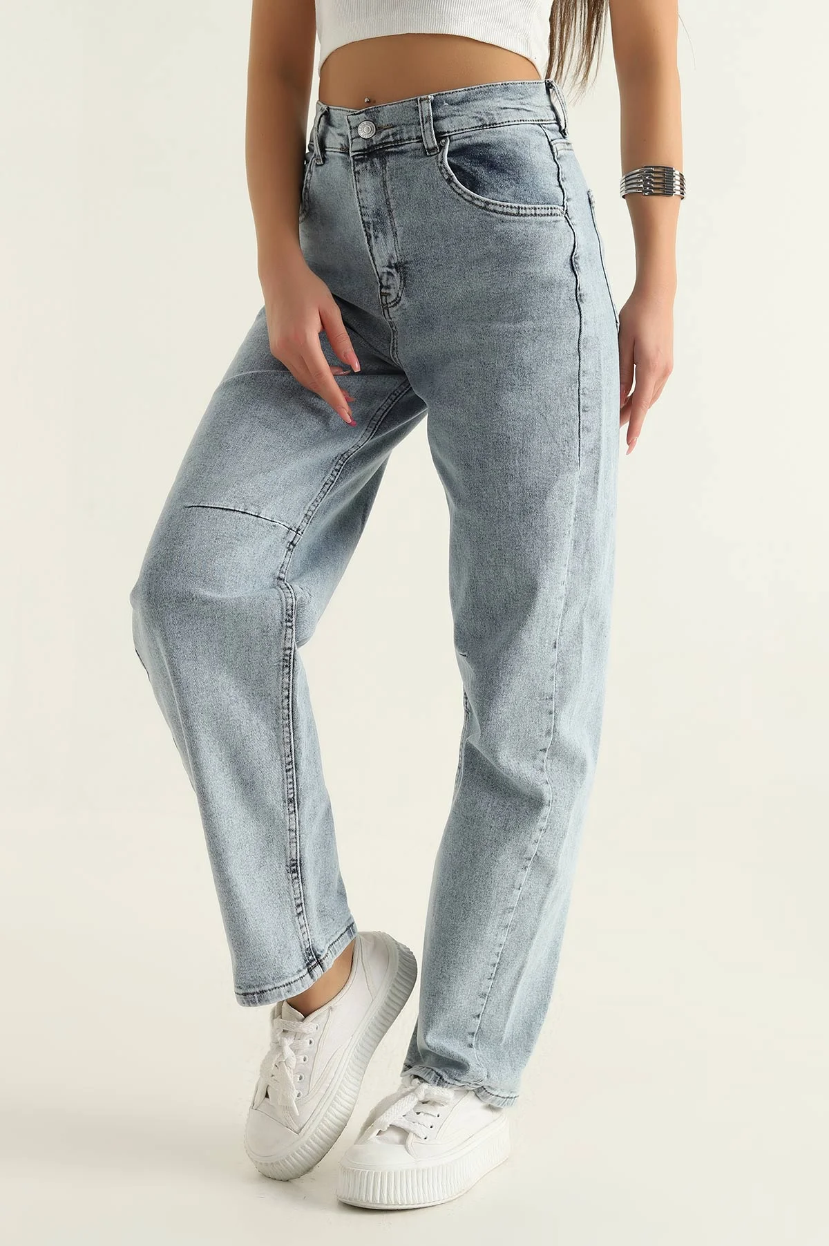 Kar Yıkama Baggy Likralı Kot Pantolon 303727