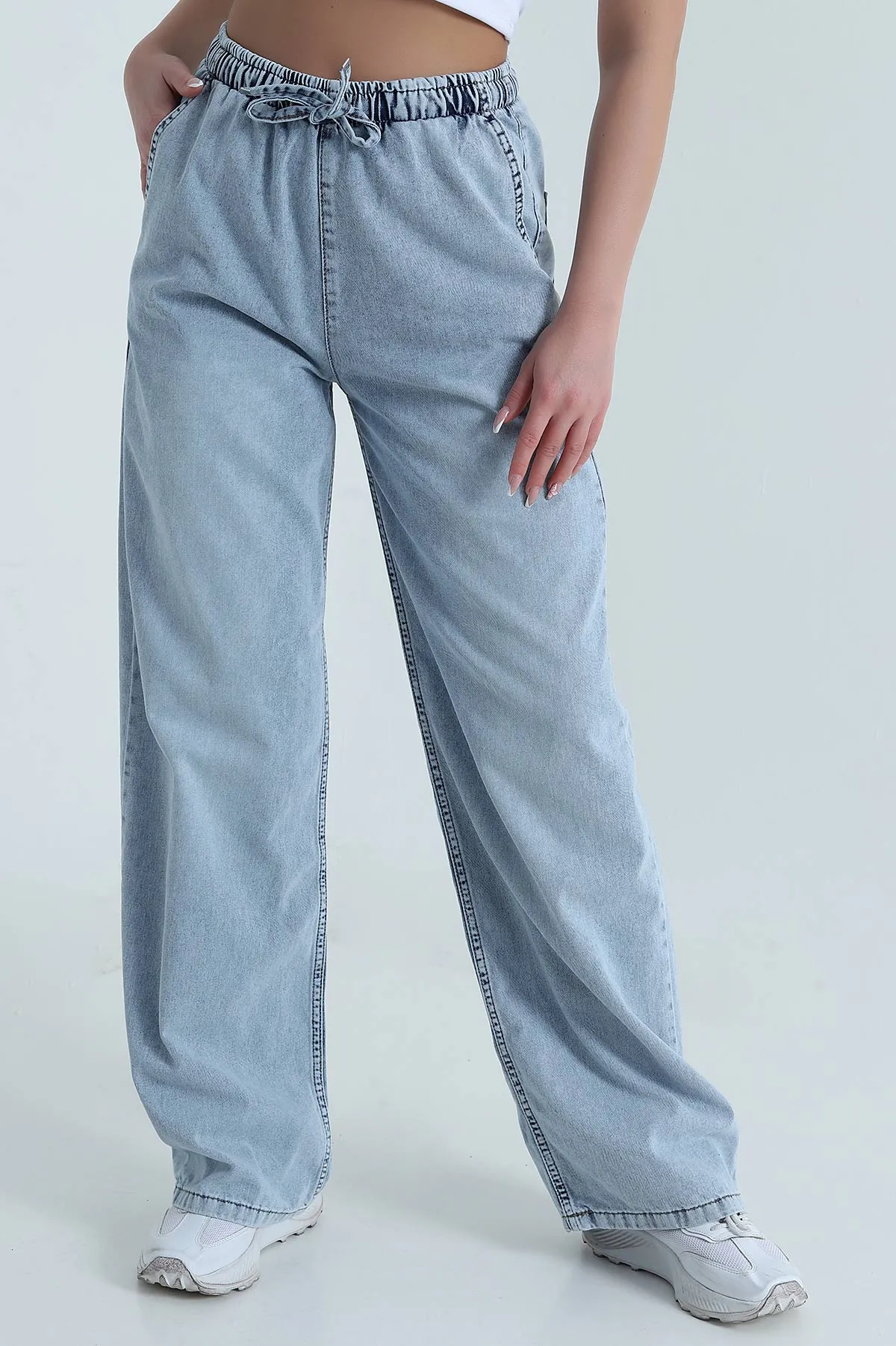 Kar Yıkama Beli Lastikli Kadın tensel Kot Pantolon 459192