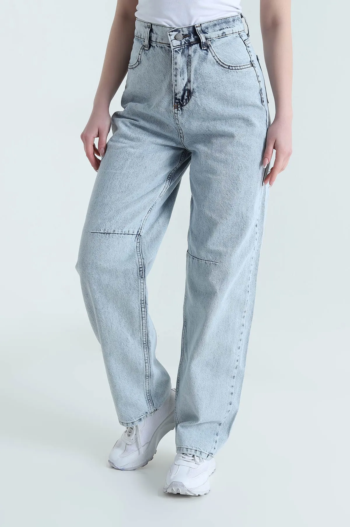 Kar Yıkama Cepli Baggy Kadın Kot Pantolon 452958