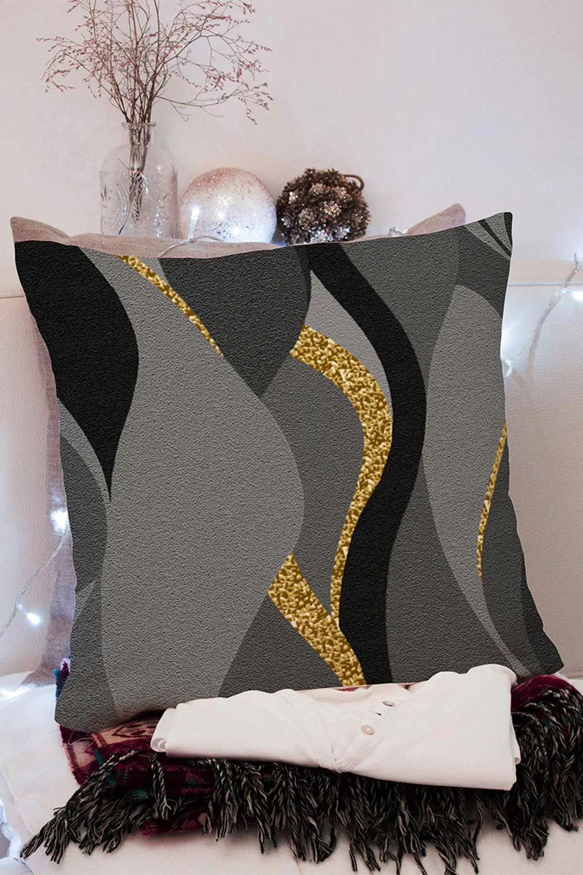43x43 Dijital Baskılı Fermuarlı Modern Kırlent Kılıfı 308718