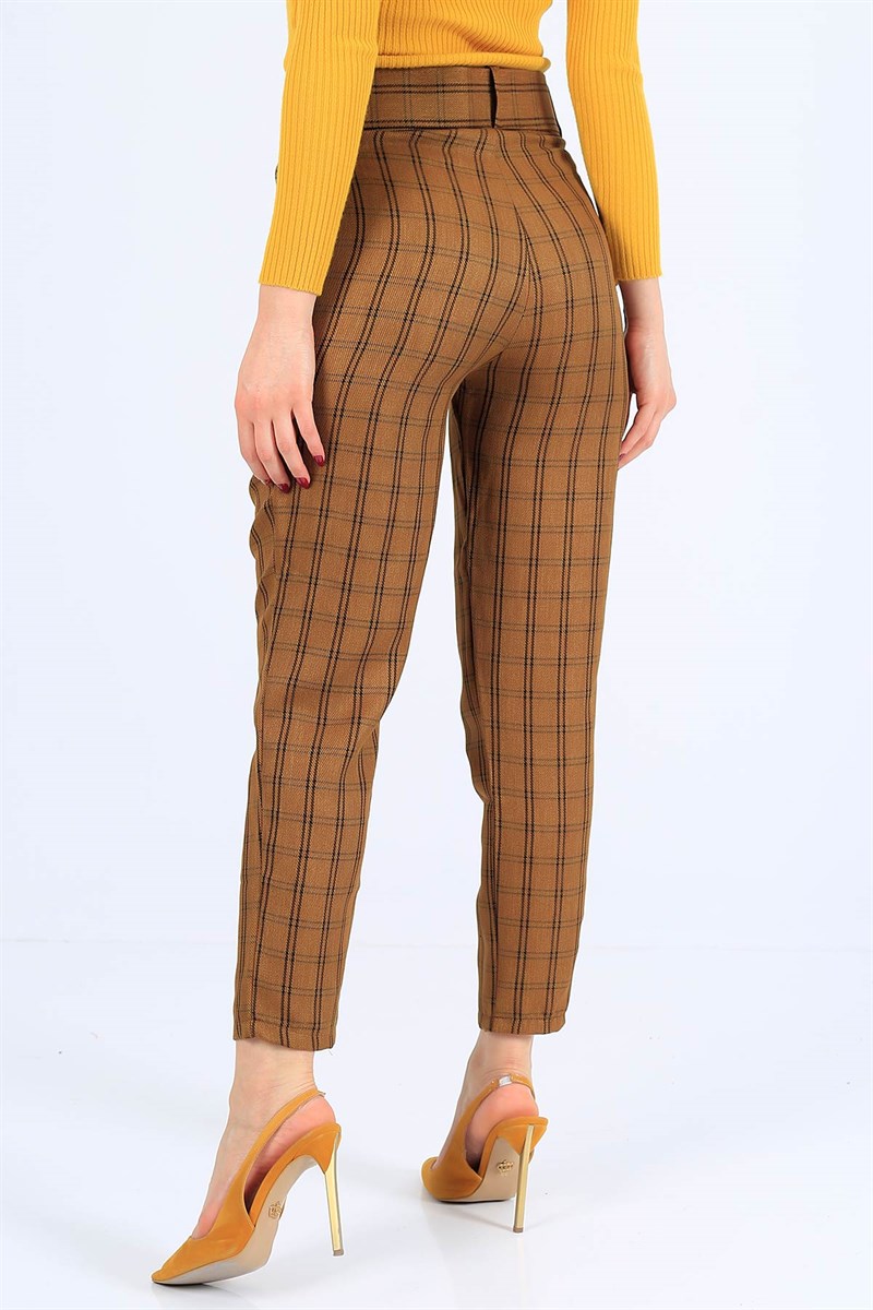 Kareli Desen Hardal Pantolon 25213B