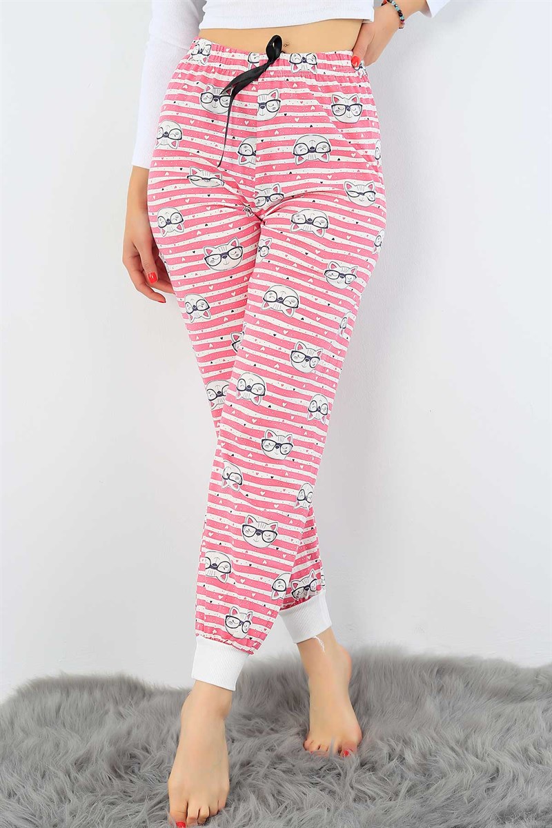 Kedi Baskılı Yazlık Bayan Pijama Altı 32507