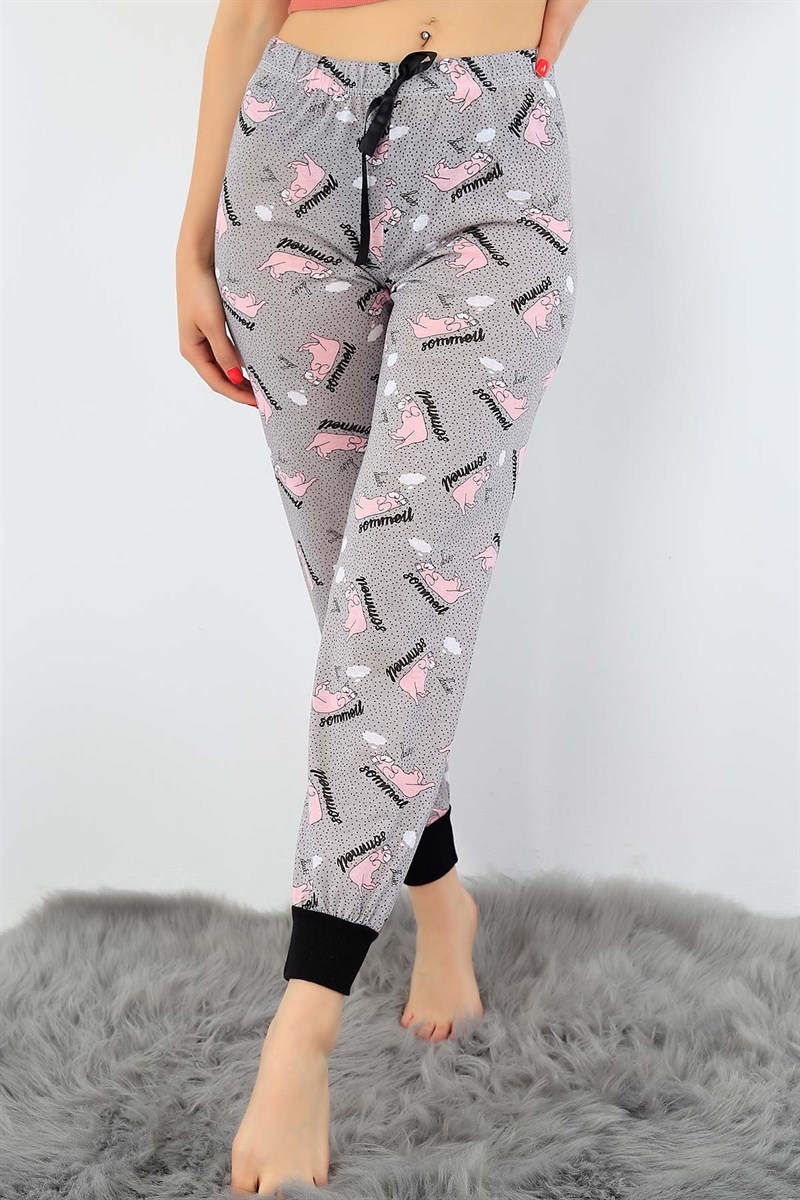 Kedi Baskılı Yazlık Bayan Pijama Altı 32506