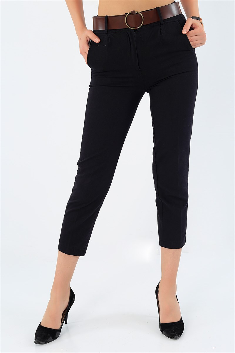 Kemerli Bayan Gabardin Pantolon 32668
