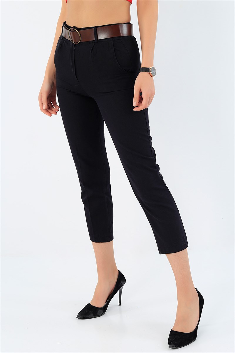 Kemerli Bayan Gabardin Pantolon 32668