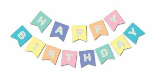 Macaron Happy Birthday Yaldızlı Banner 303453