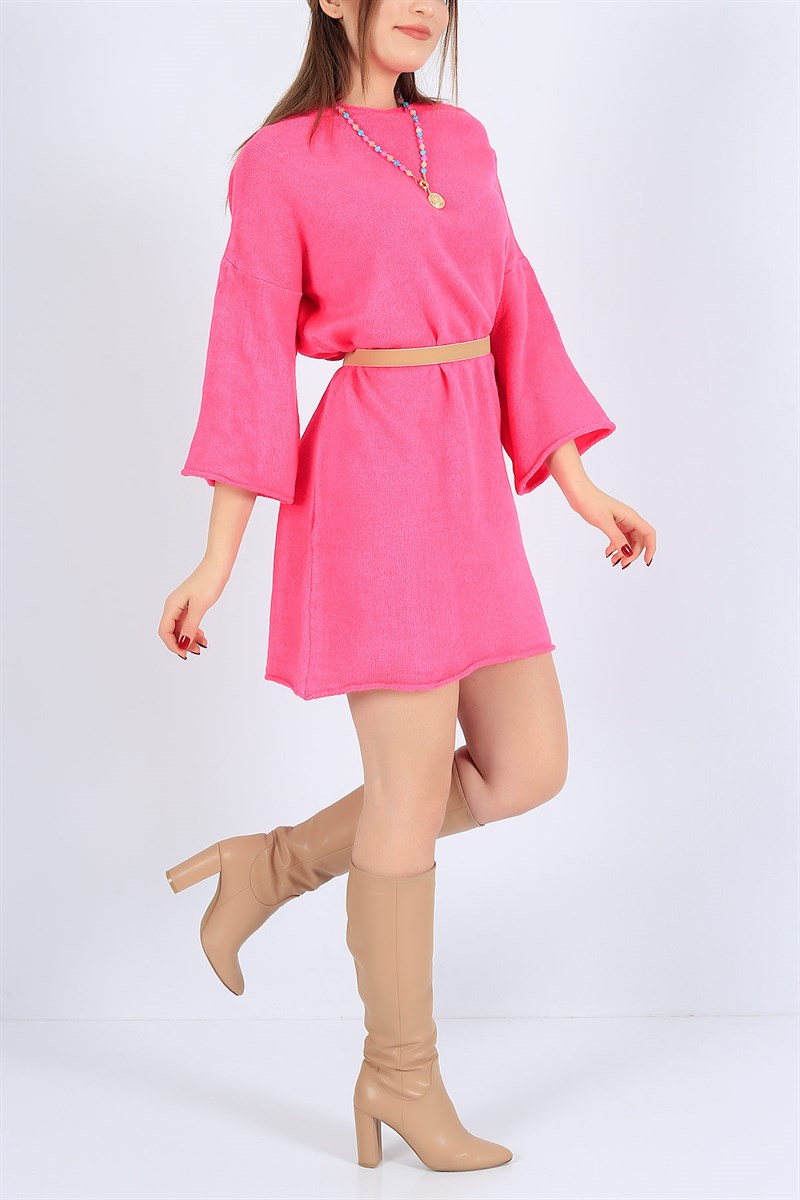 Kesik Yaka Pembe Triko Tunik 25842B