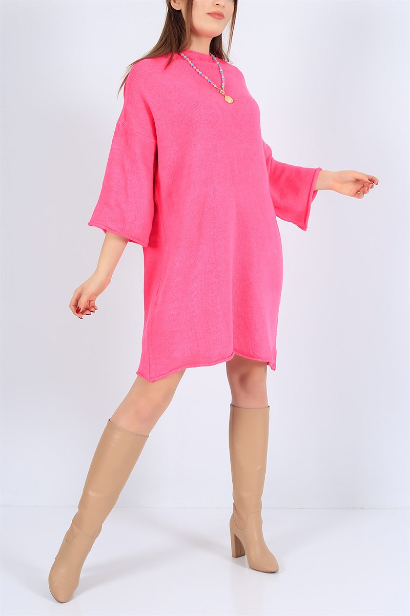 Kesik Yaka Pembe Triko Tunik 25842B