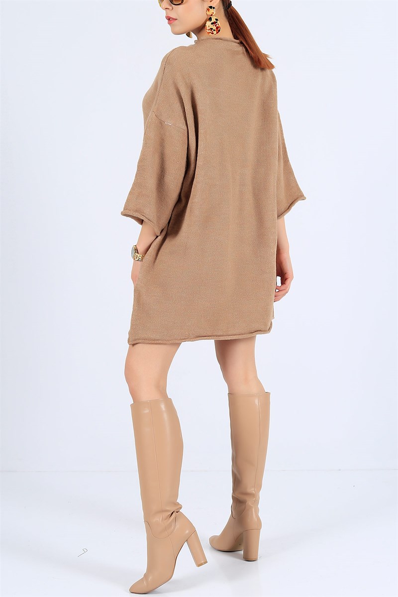 Kesik Yaka Vizon Triko Tunik 25847B