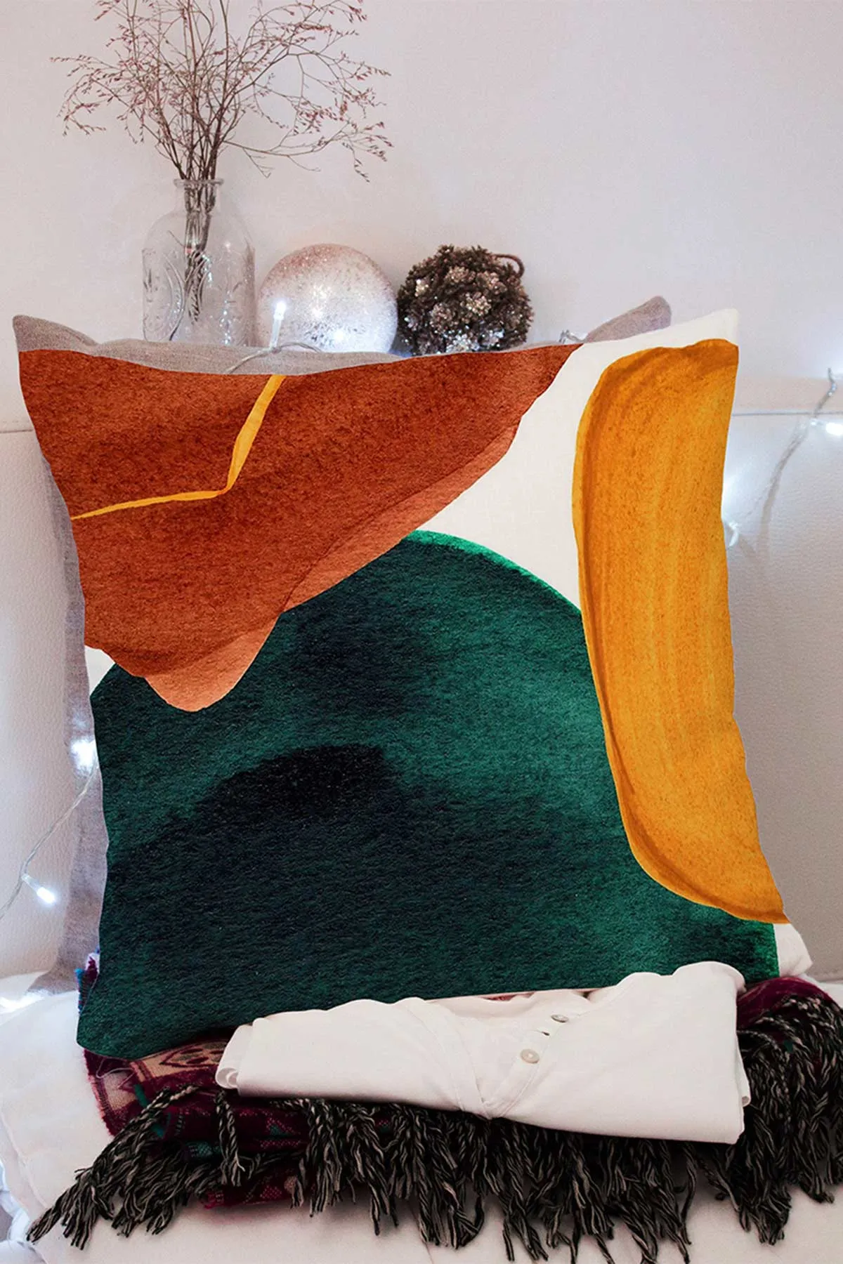43x43 Dijital Baskılı Fermuarlı Modern Kırlent Kılıfı 308694