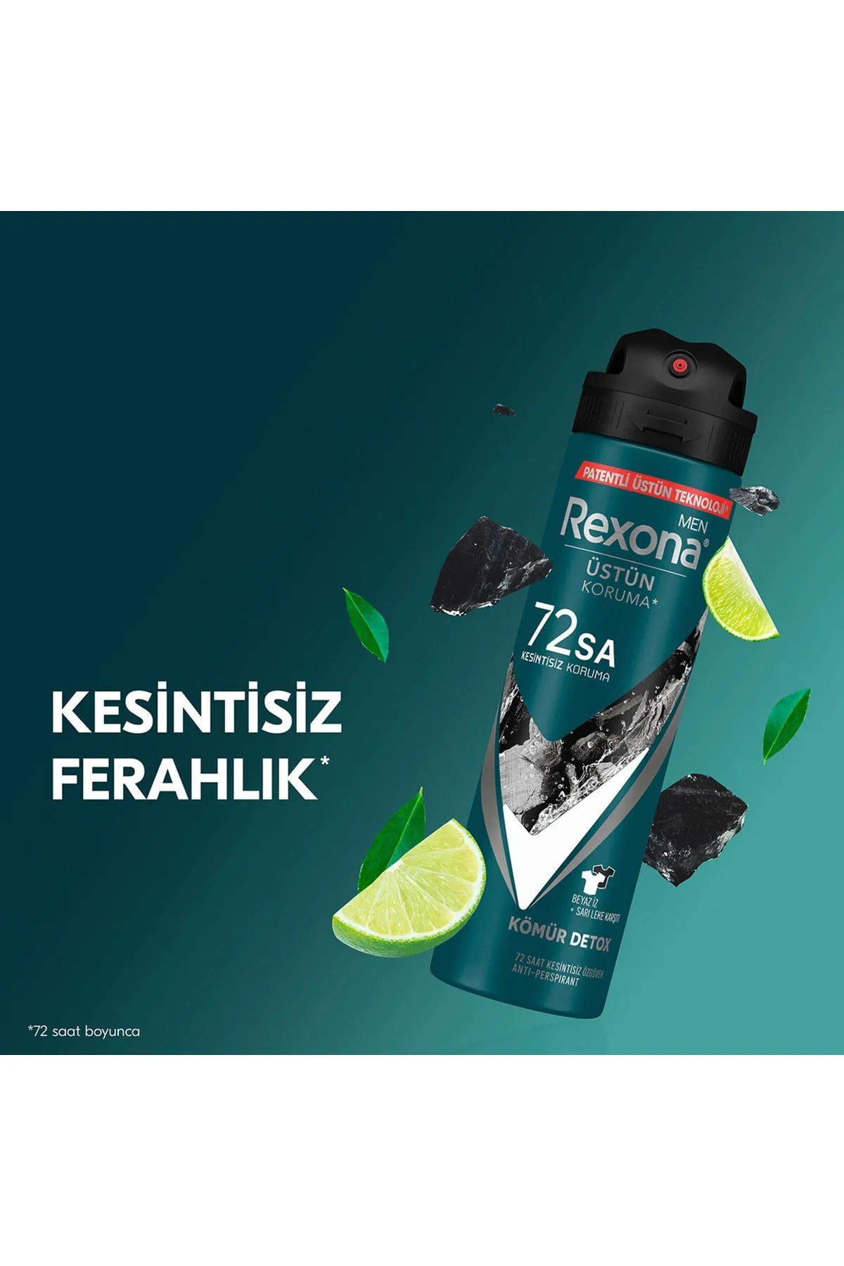 Rexona Men Erkek Sprey Deodorant Kömür Detox 72 Saat Kesintisiz Koruma 150 ml 286789