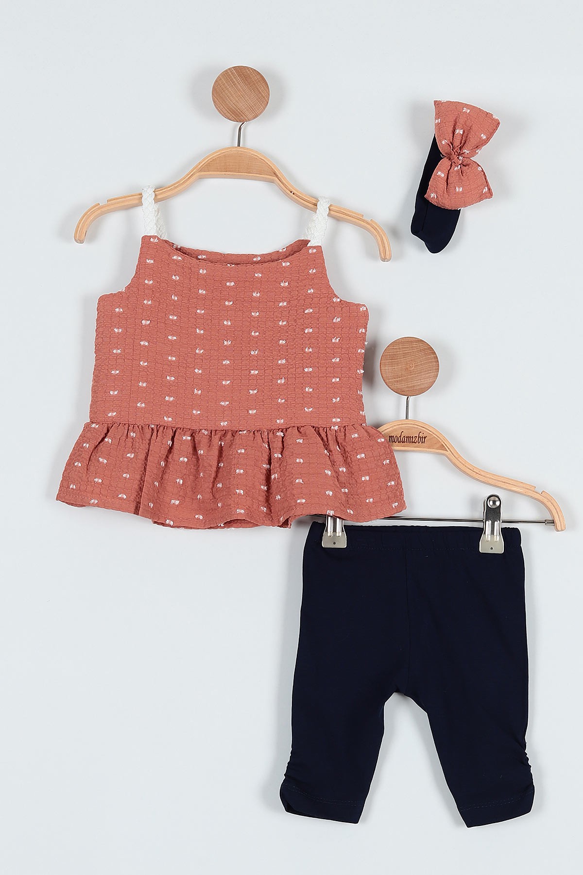 Kiremit (06-24 Ay) Fiyonk Askılı Taytlı Kız Bebe Takım 187427