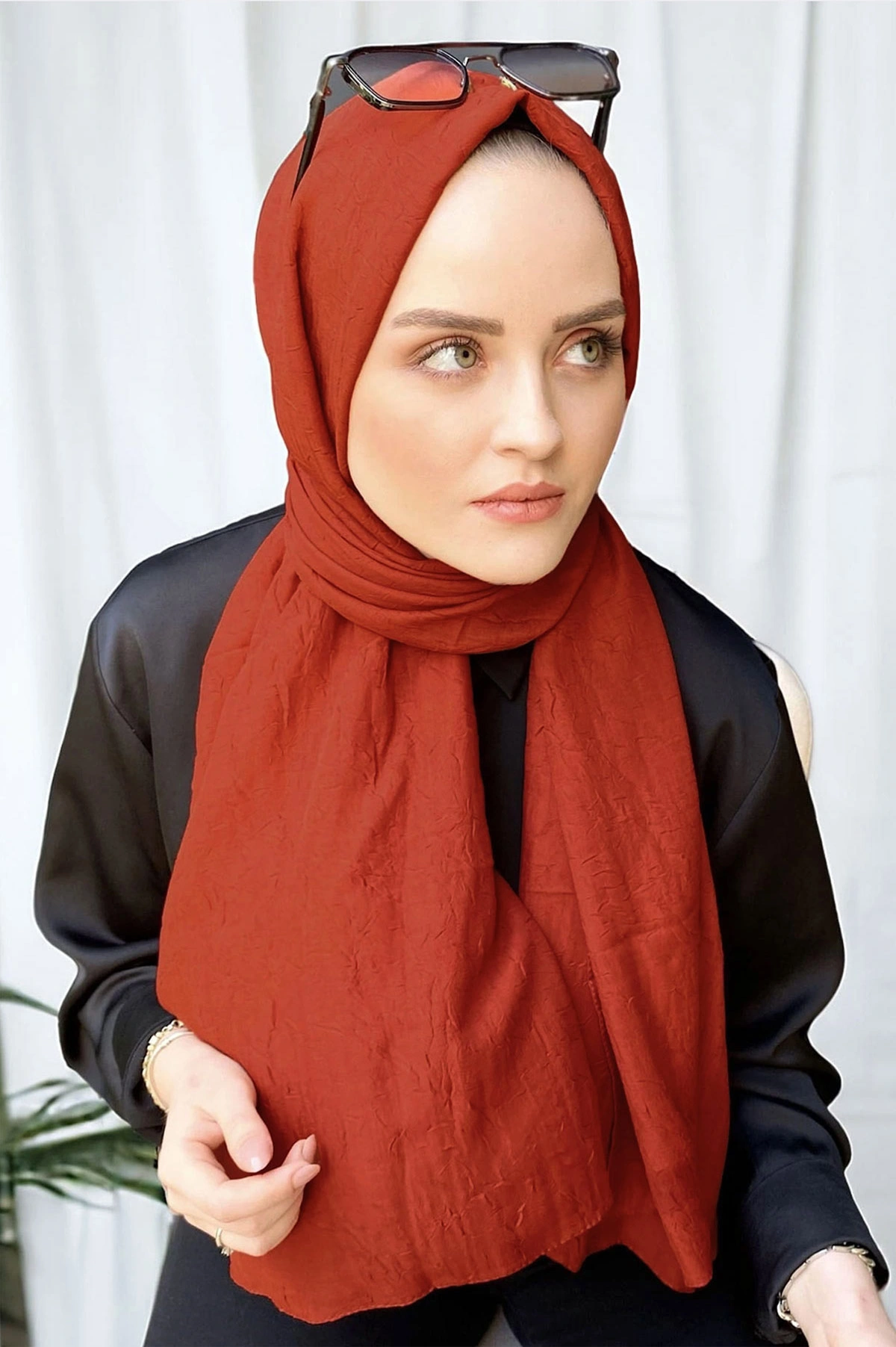 Kiremit 180x70 Bambu Kraş Düz Desen Şal 273266