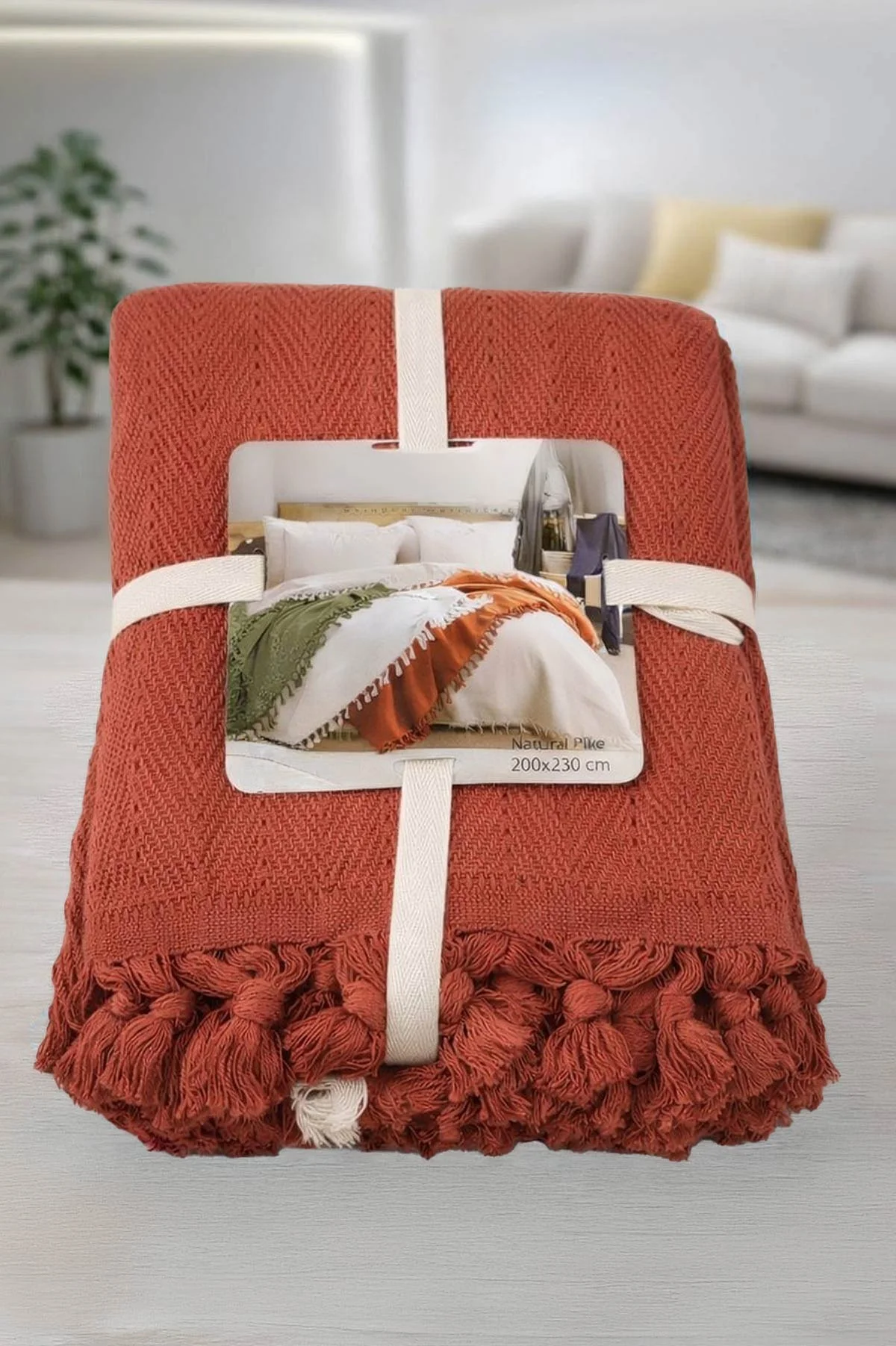 Kiremit 200x230 Cm Bella Home Çift Kişilik Natural Tek Pike 434762