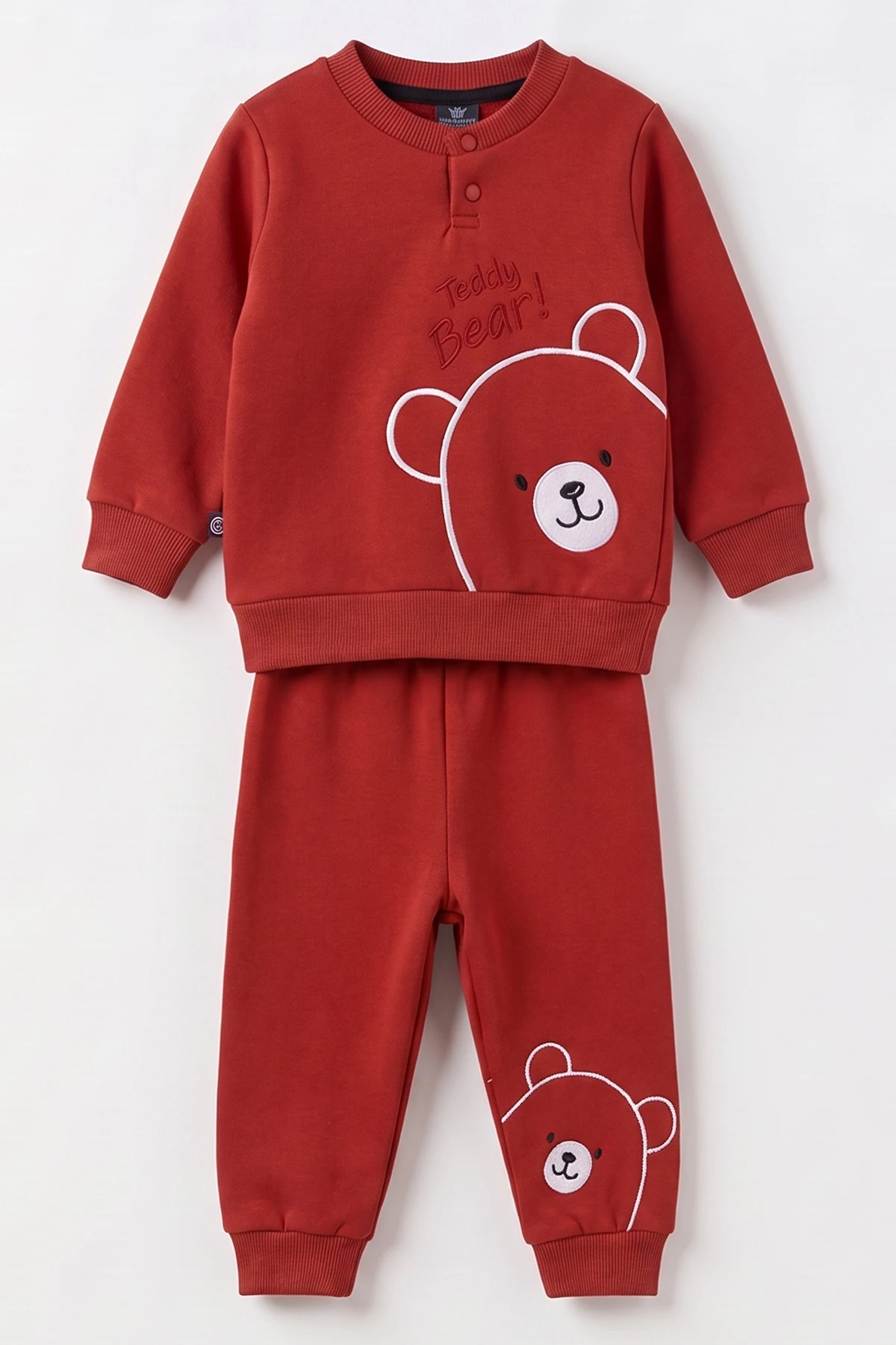 Kiremit (3-24 Ay) Teddy Bear  Nakışlı  3 İp Şardonlu Erkek Bebek Kışlık Takım 495593