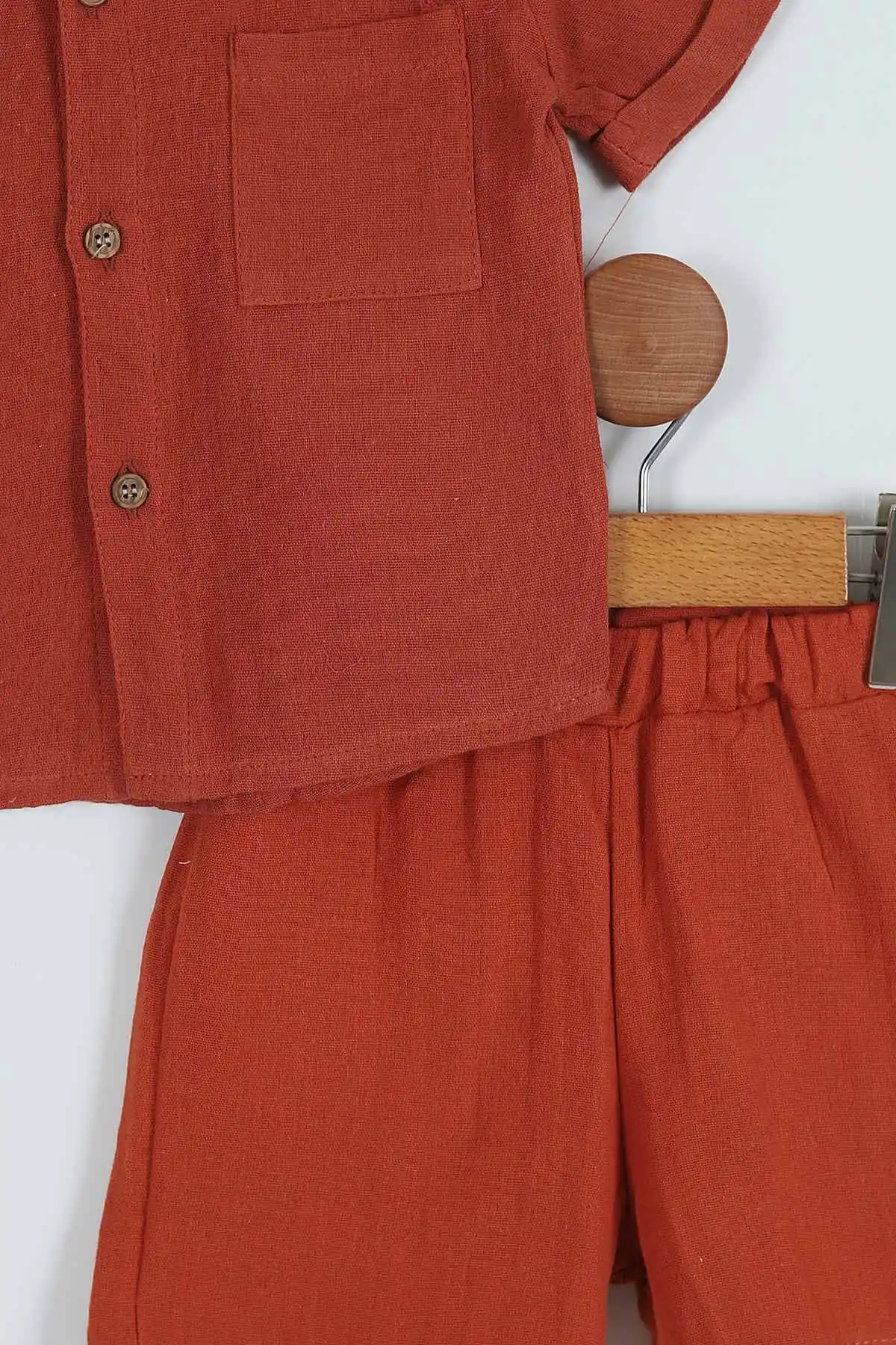 Kiremit (3-6 Yaş) Gömlekli Müslin Erkek Çocuk Takım 280865