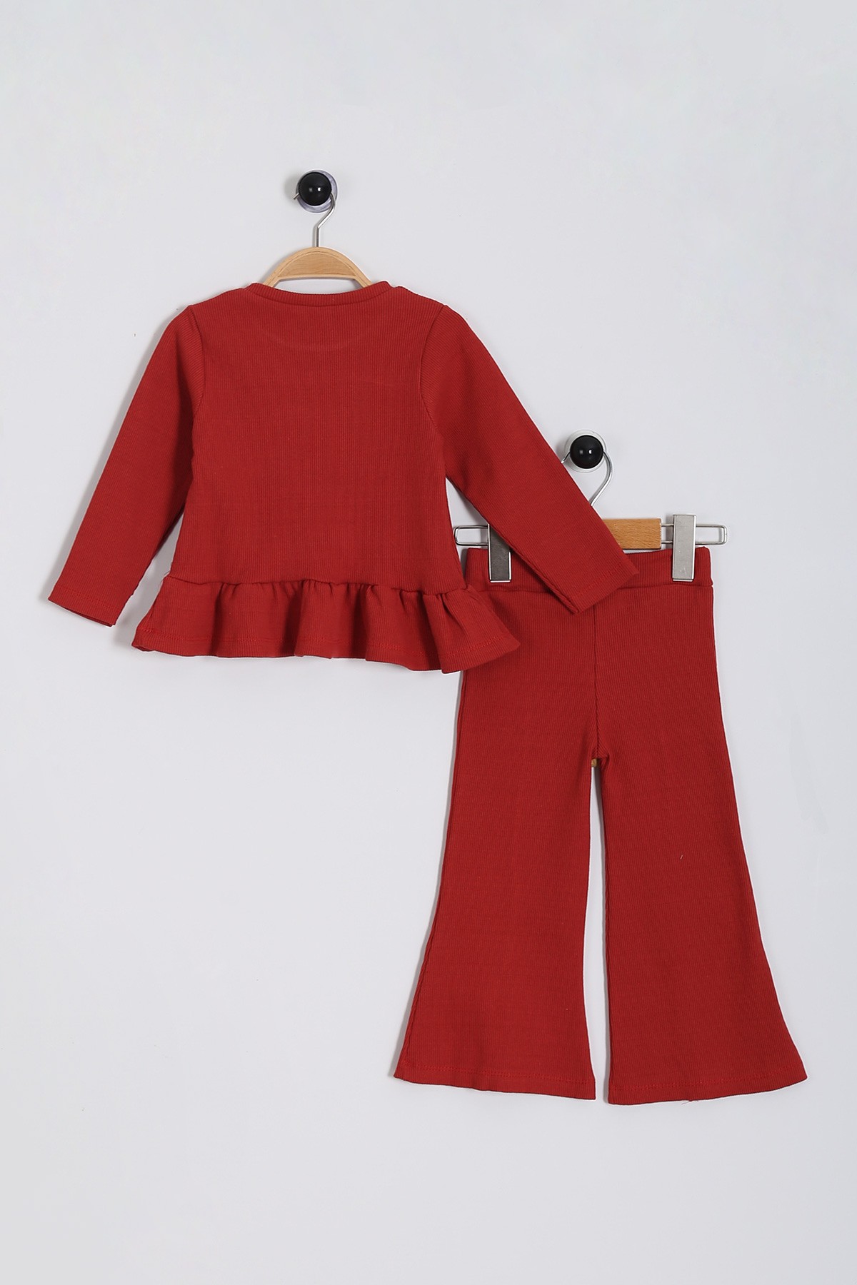 Bordo (3-6 Yaş) Kaşkorse Fitilli Fırfırlı Kız Çocuk Takım 198163