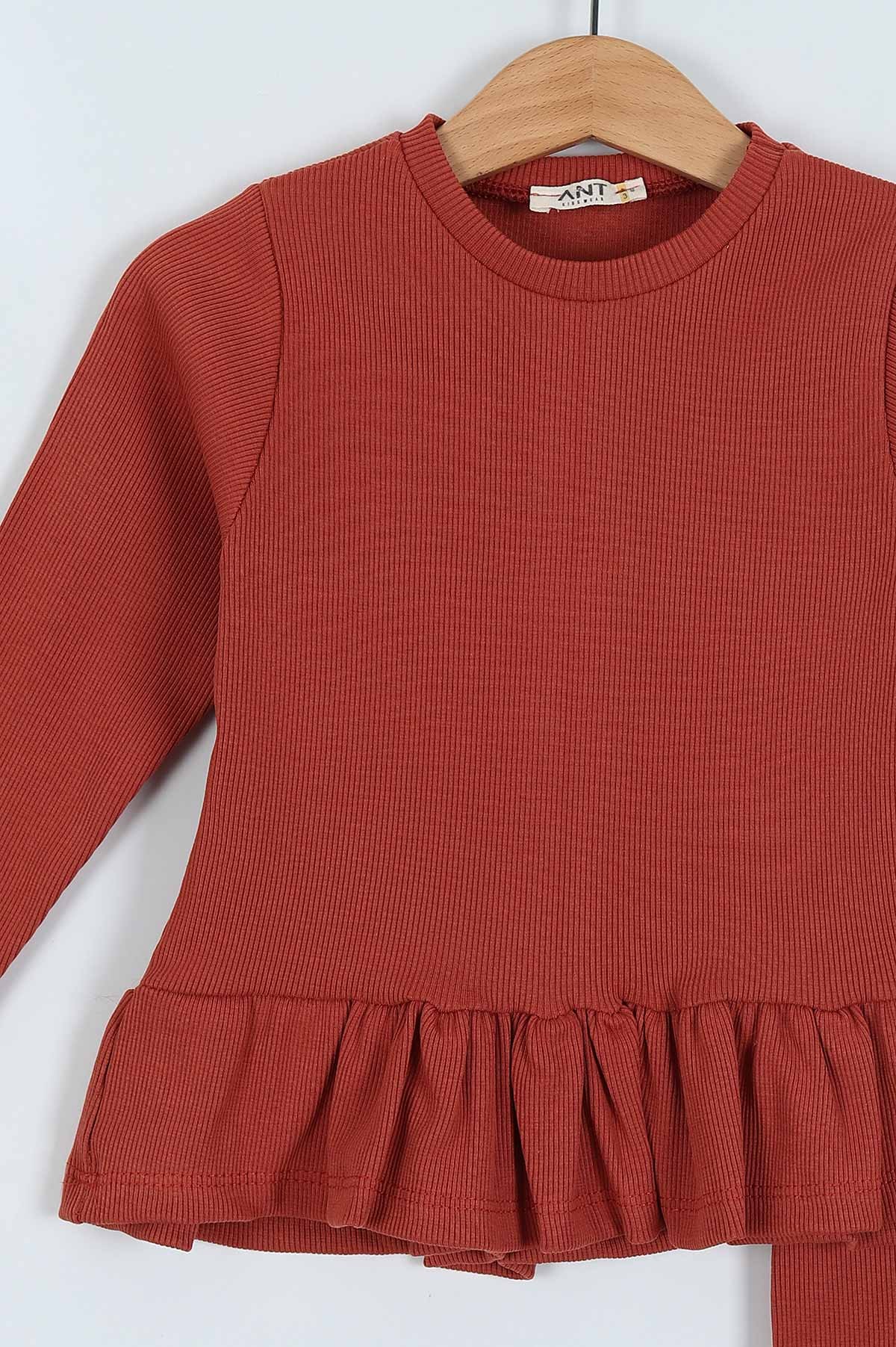 Kiremit (3-6 Yaş) Kaşkorse Fitilli Fırfırlı Kız Çocuk Takım 218500