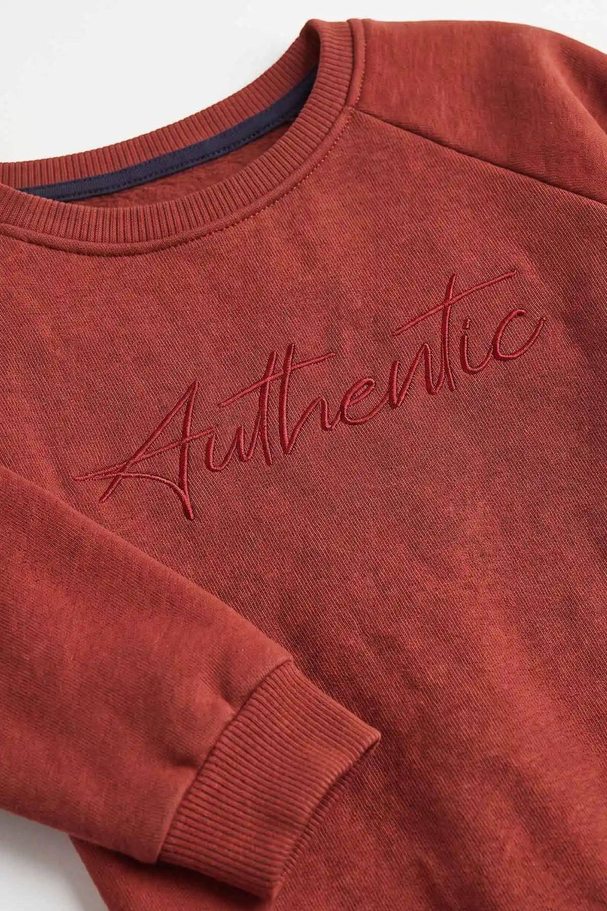 Kiremit (4-12 Yaş ) Authentic Nakışlı 3 İp Şardonlu Erkek Çocuk Sweatshirt 486633